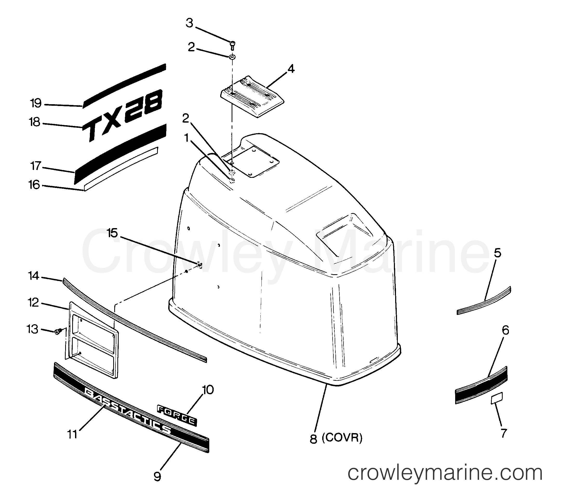 1988 Outboard 85 - 0C858F8B [Force] - ENGINE COVER CAJUN MODELS