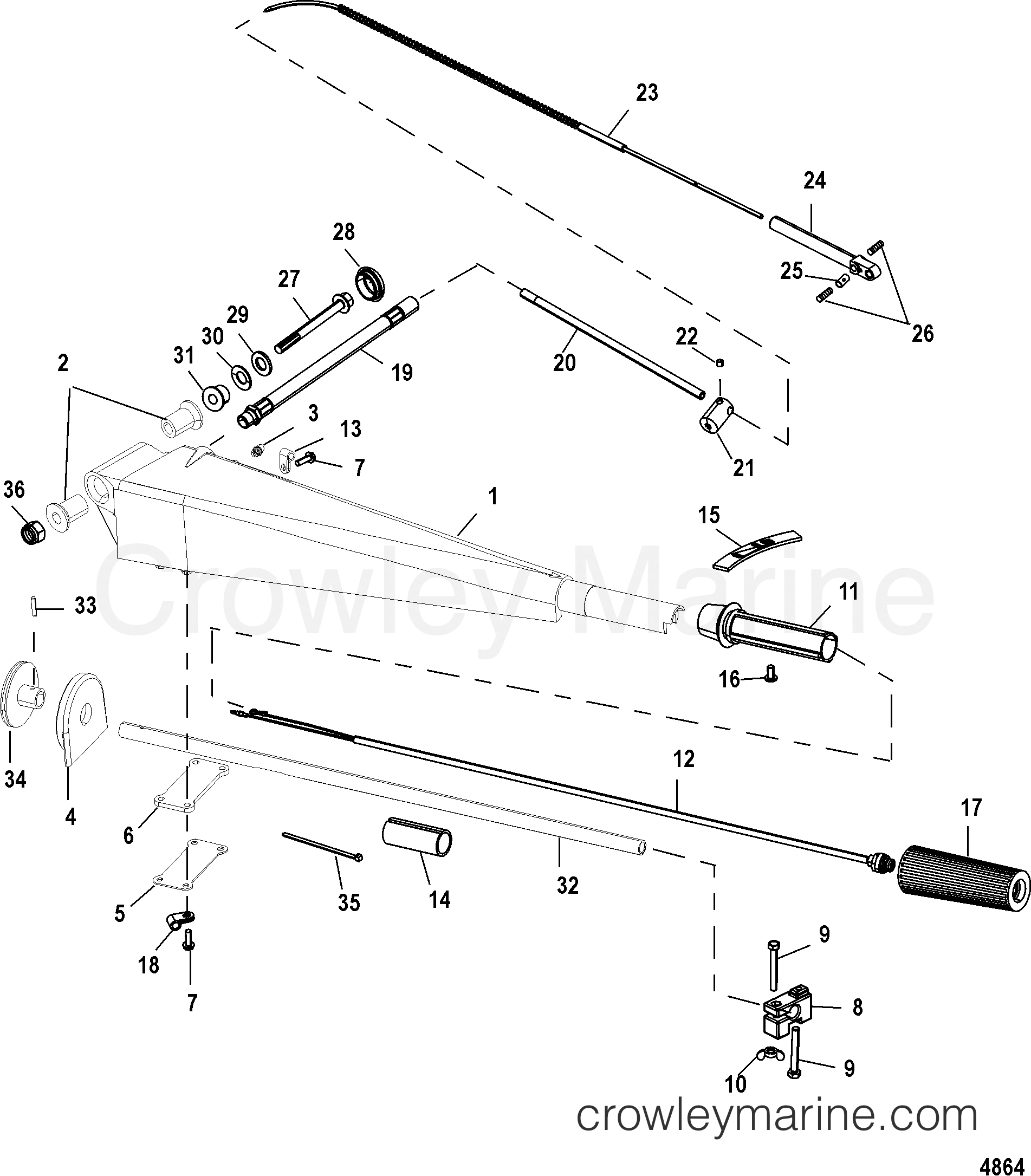 1999 Outboard 55 [MLL] - 7055227HD - STEERING HANDLE