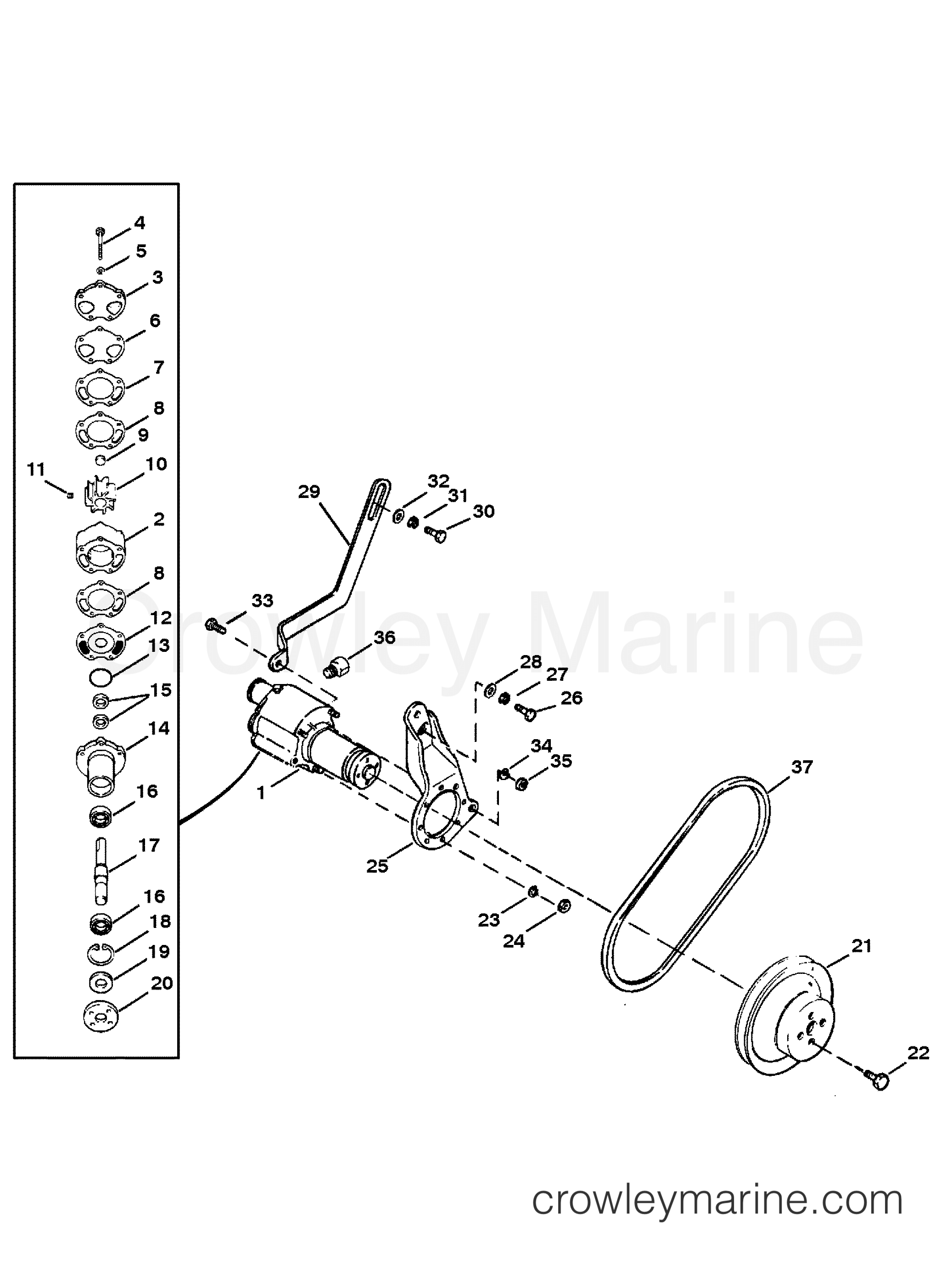 SEA WATER PUMP ASSEMBLY 1991 Inboard Engine 5.7L [350MAG.SKI