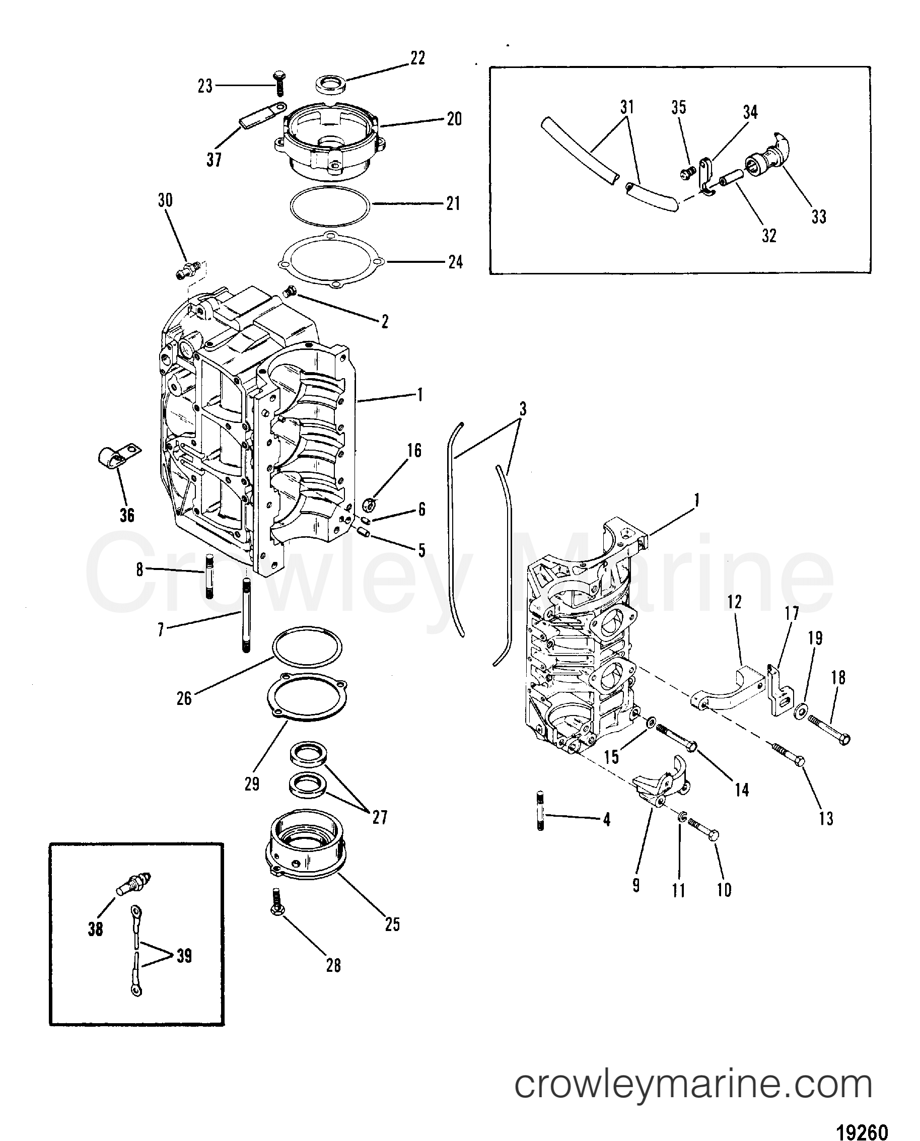 CYLINDER BLOCK - 1990 Outboard 50 [ELO] 1050312JD | Crowley Marine