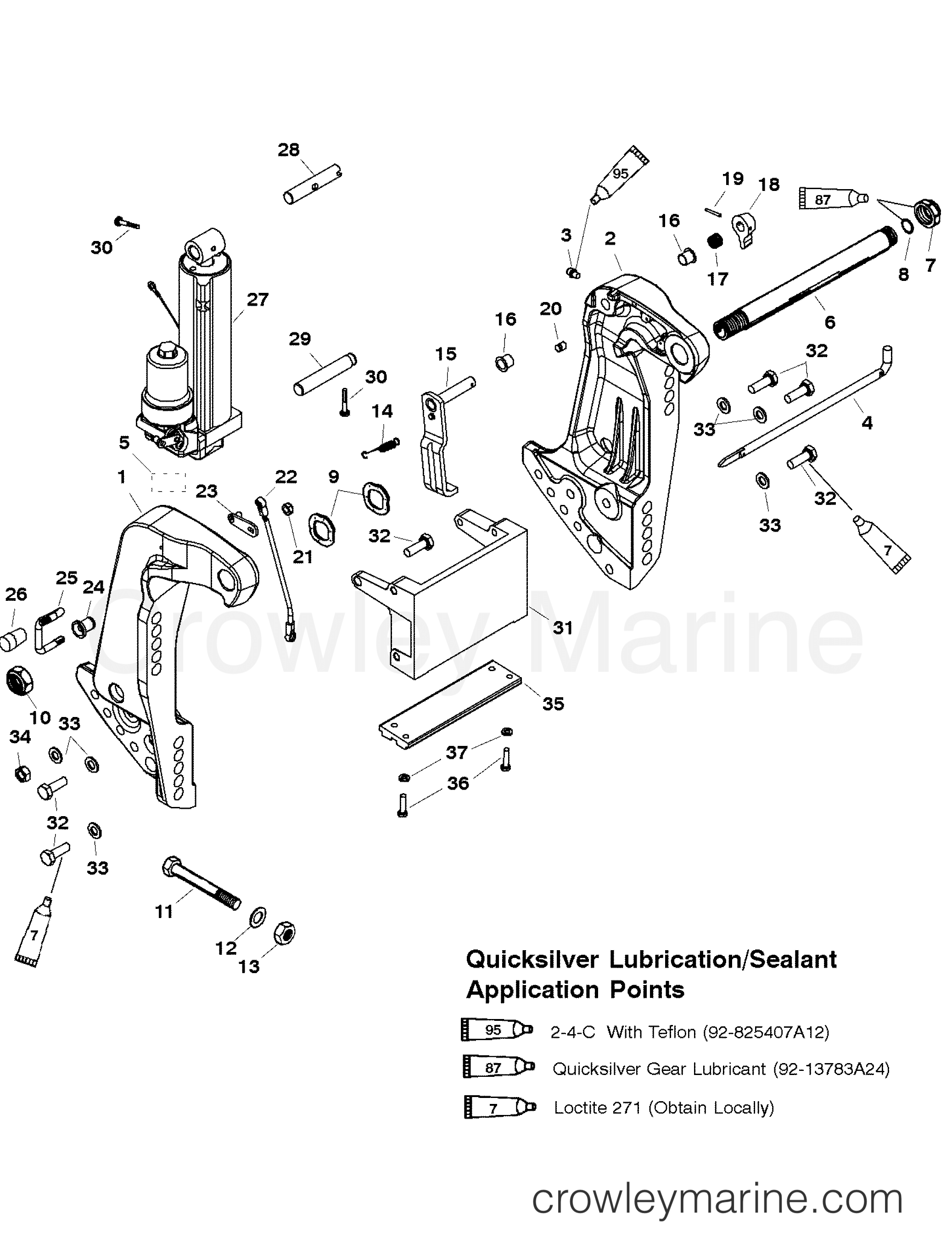 TRANSOM BRACKET (MANUAL TILT ASSIST) 1994 Outboard 75 7076312CD