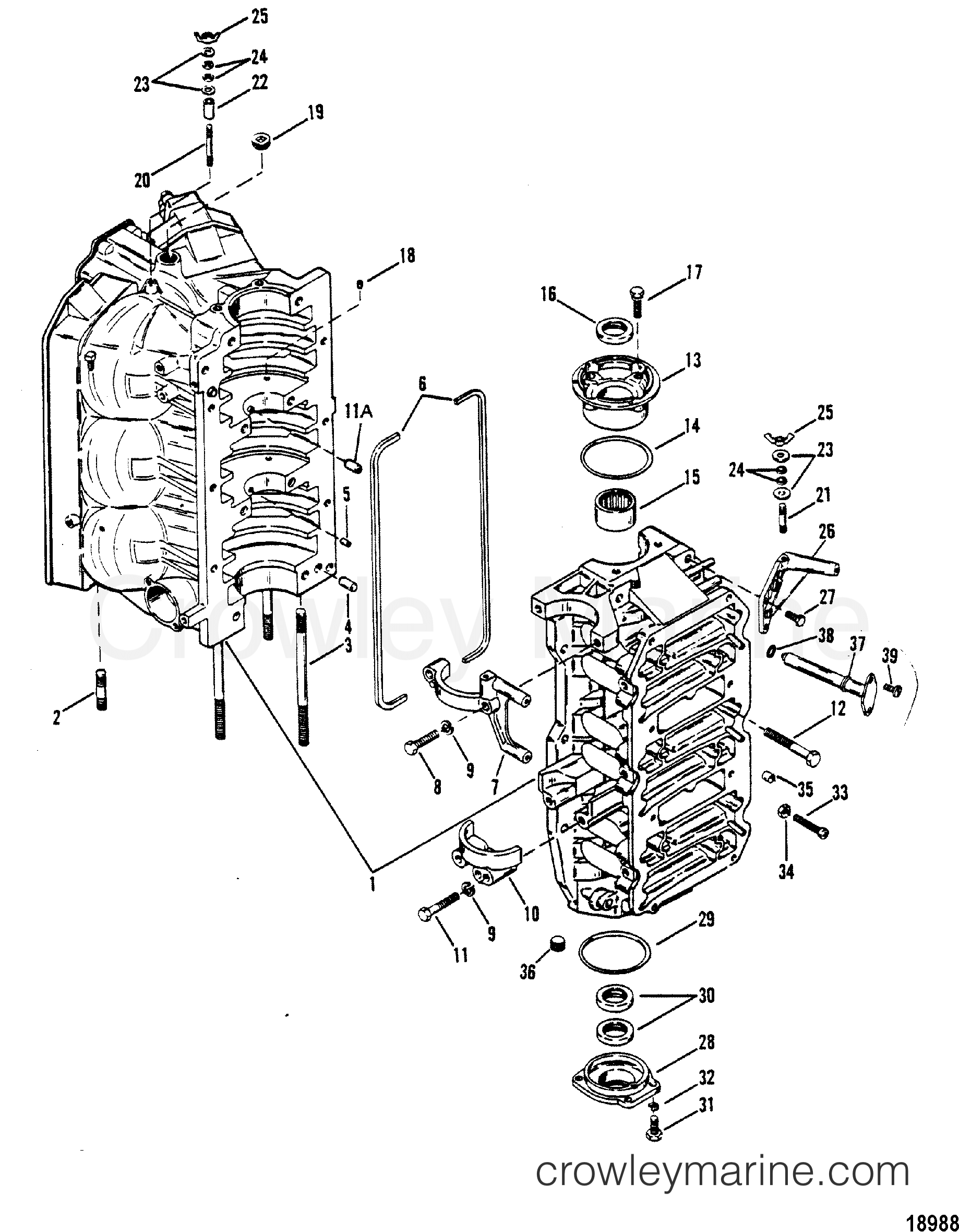 CYLINDER BLOCK AND END CAPS - 1979 Outboard 150 [ELPT] 7150629 ...