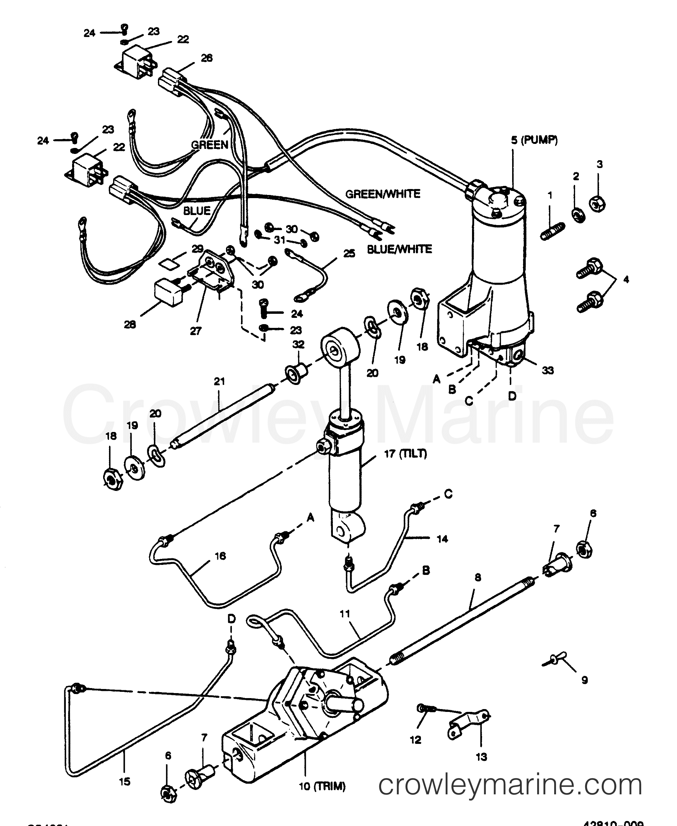 1989 Outboard 125 - 1258D9B [Force] - POWER TRIM UNIT