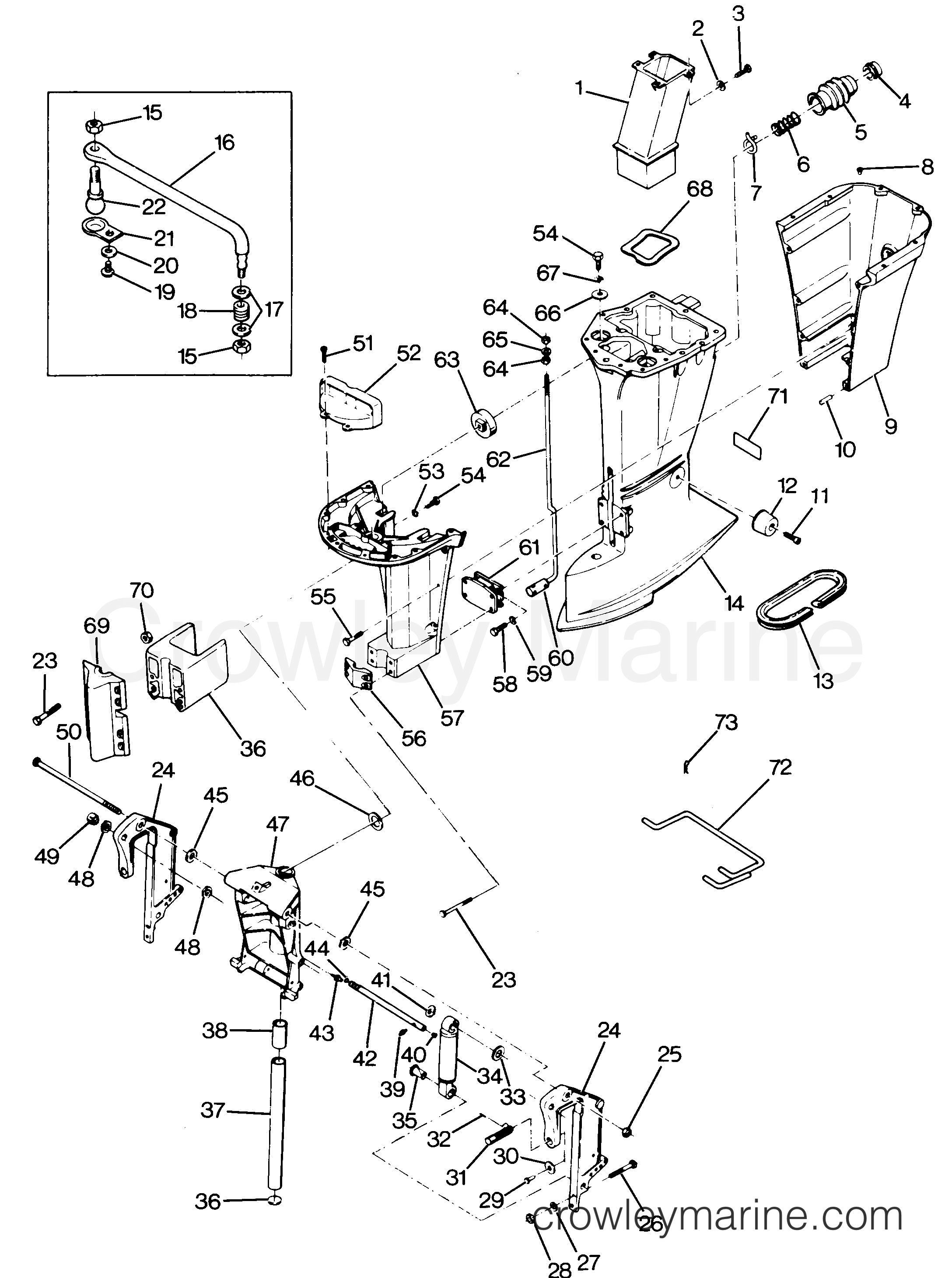 1987 Outboard 125 - 1258F7A [Force] - MOTOR LEG
