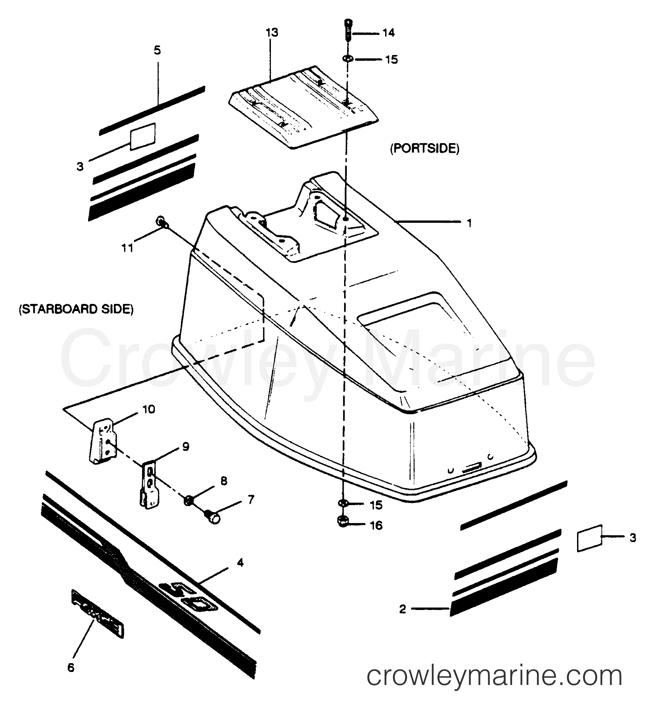 1989 Outboard 50 - 507F9B [Force] - ENGINE COVER FORCE MODELS