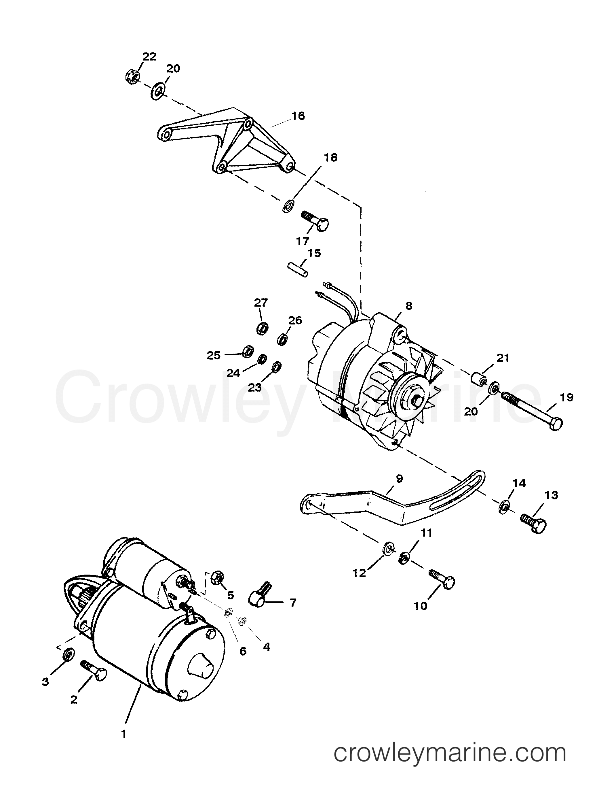 STARTER MOTOR AND ALTERNATOR 1996 Inboard Engine 7.4L [CARB