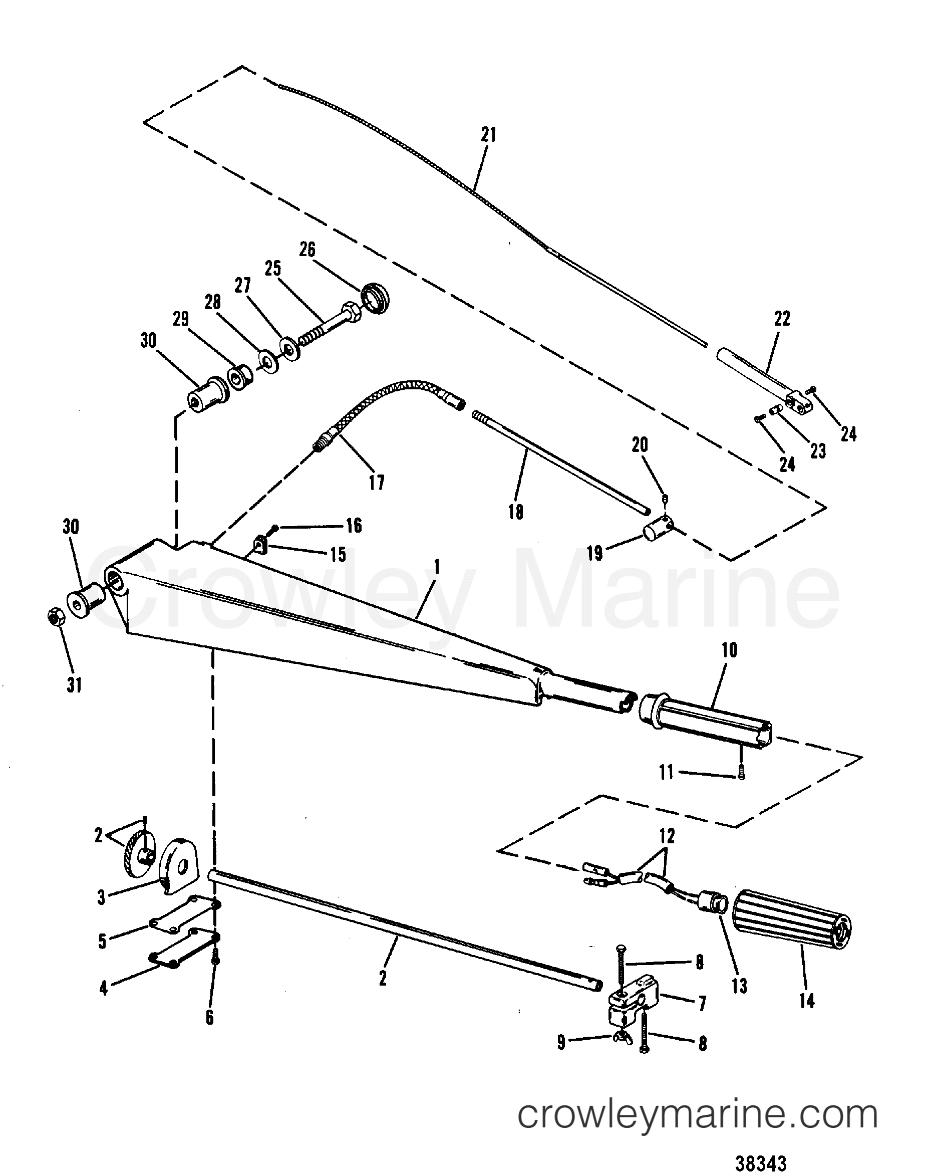 1987 Outboard 90 [ELO] - 7090717 - STEERING HANDLE COMPONENTS