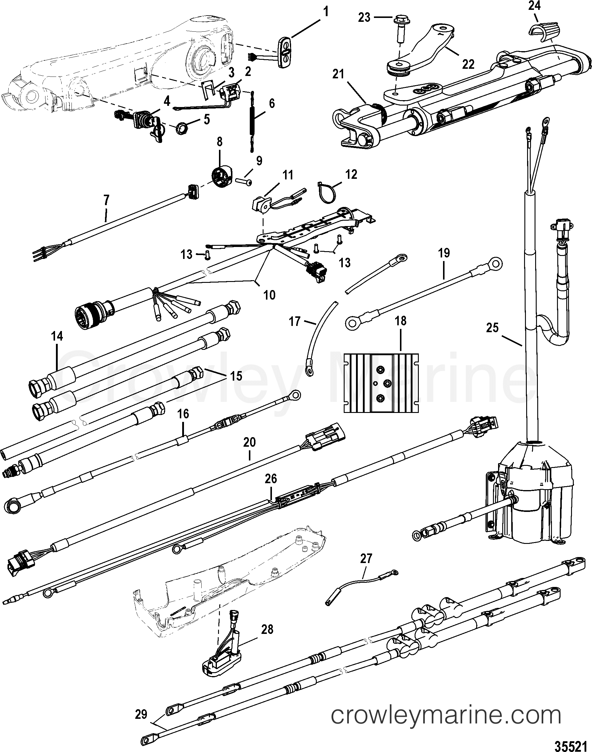 TILLER HANDLE KIT COMPONENTS(BIG TILLERPOWER STEER,MECH.) Various