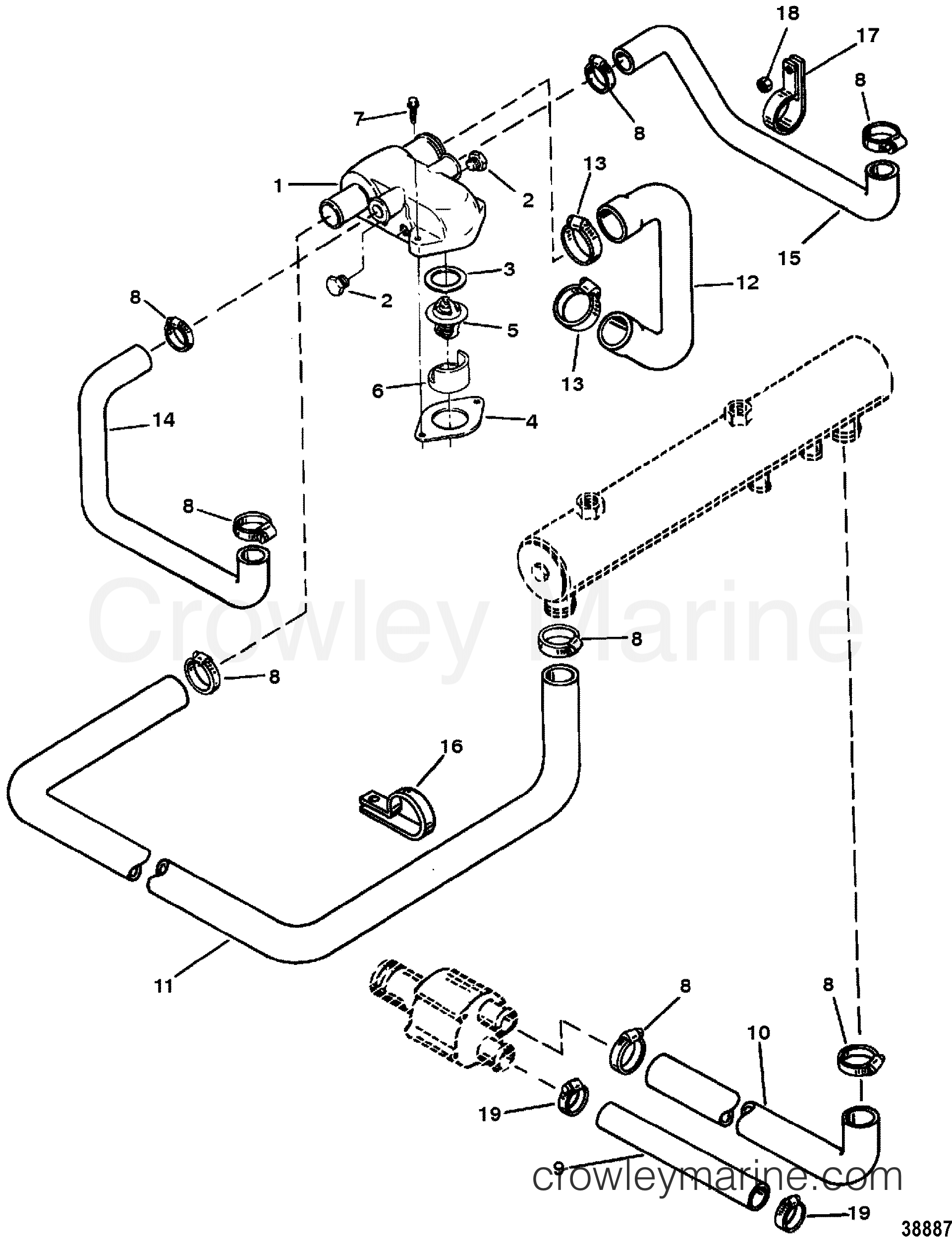THERMOSTAT HOUSING(STANDARD COOLING) S/N 0F305000 & UP 1996