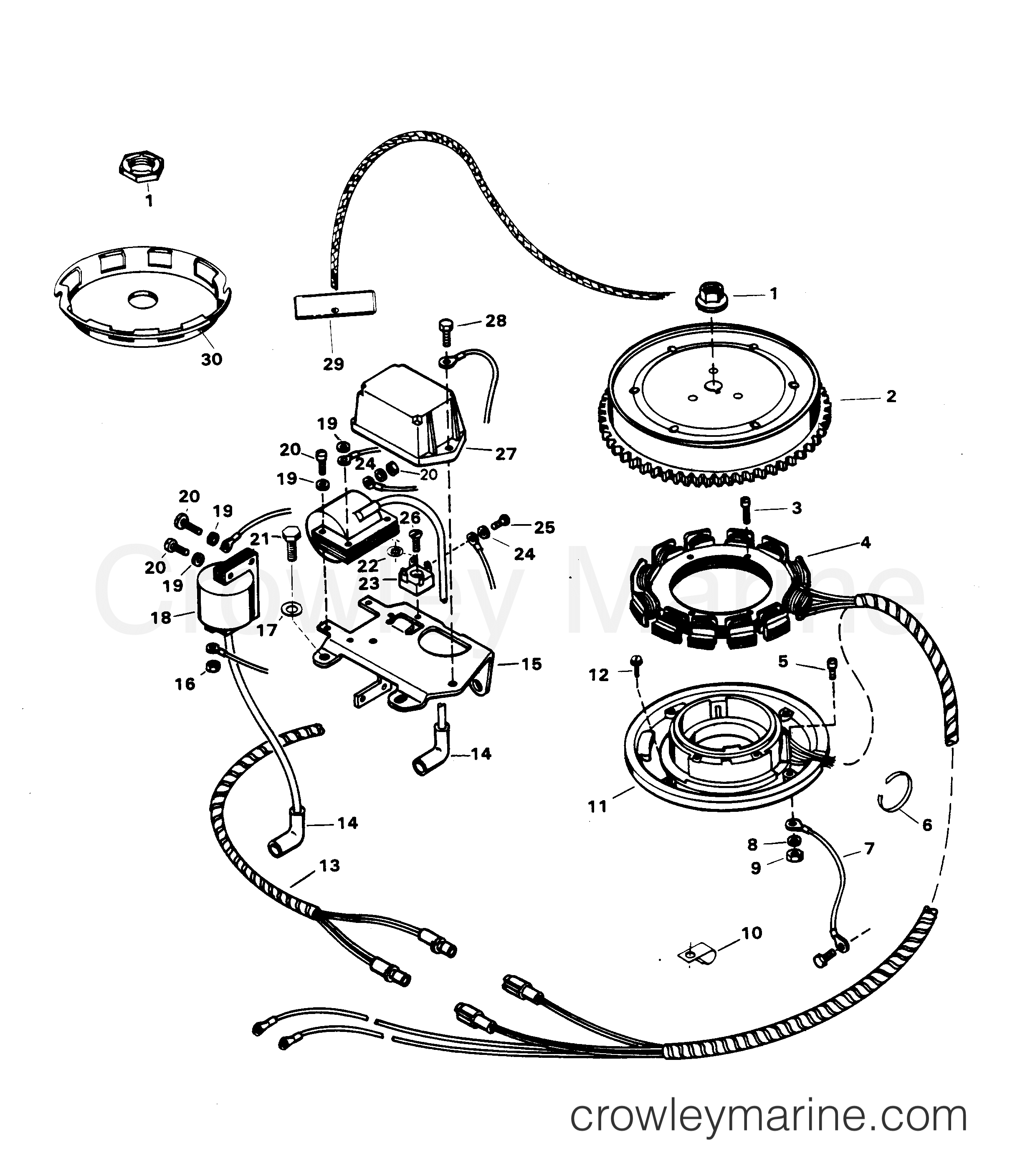 1981 Outboard 30 - H0307H81D - ALTERNATOR COMPONENTS