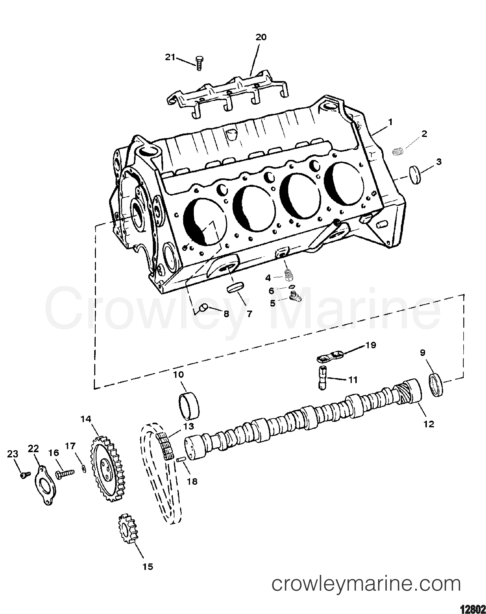 CYLINDER BLOCK AND CAMSHAFT - 1998 Stern Drive 6.2L [BRAVO MPI 