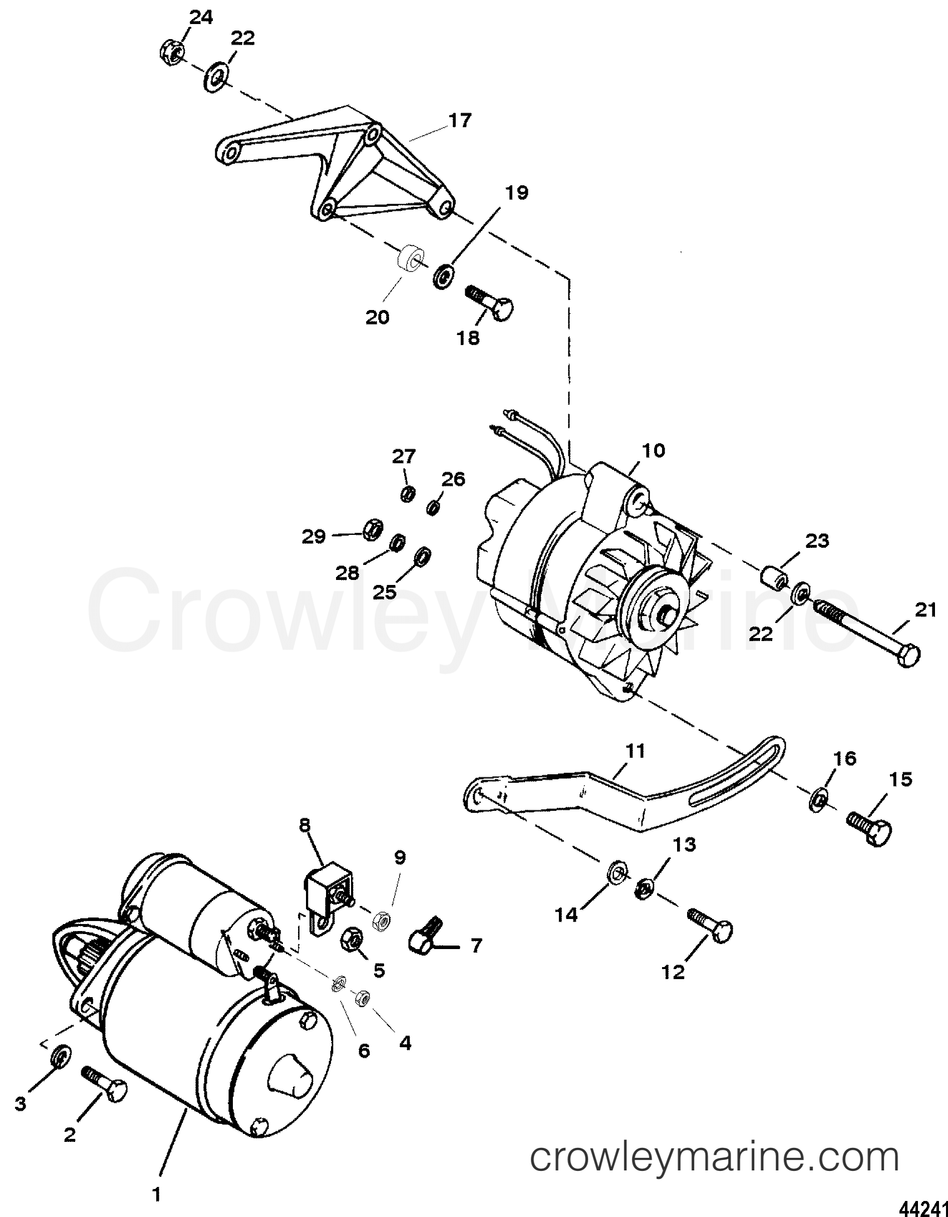 STARTER MOTOR AND ALTERNATOR 1996 Inboard Engine 7.4L [EFI] 374N499JS