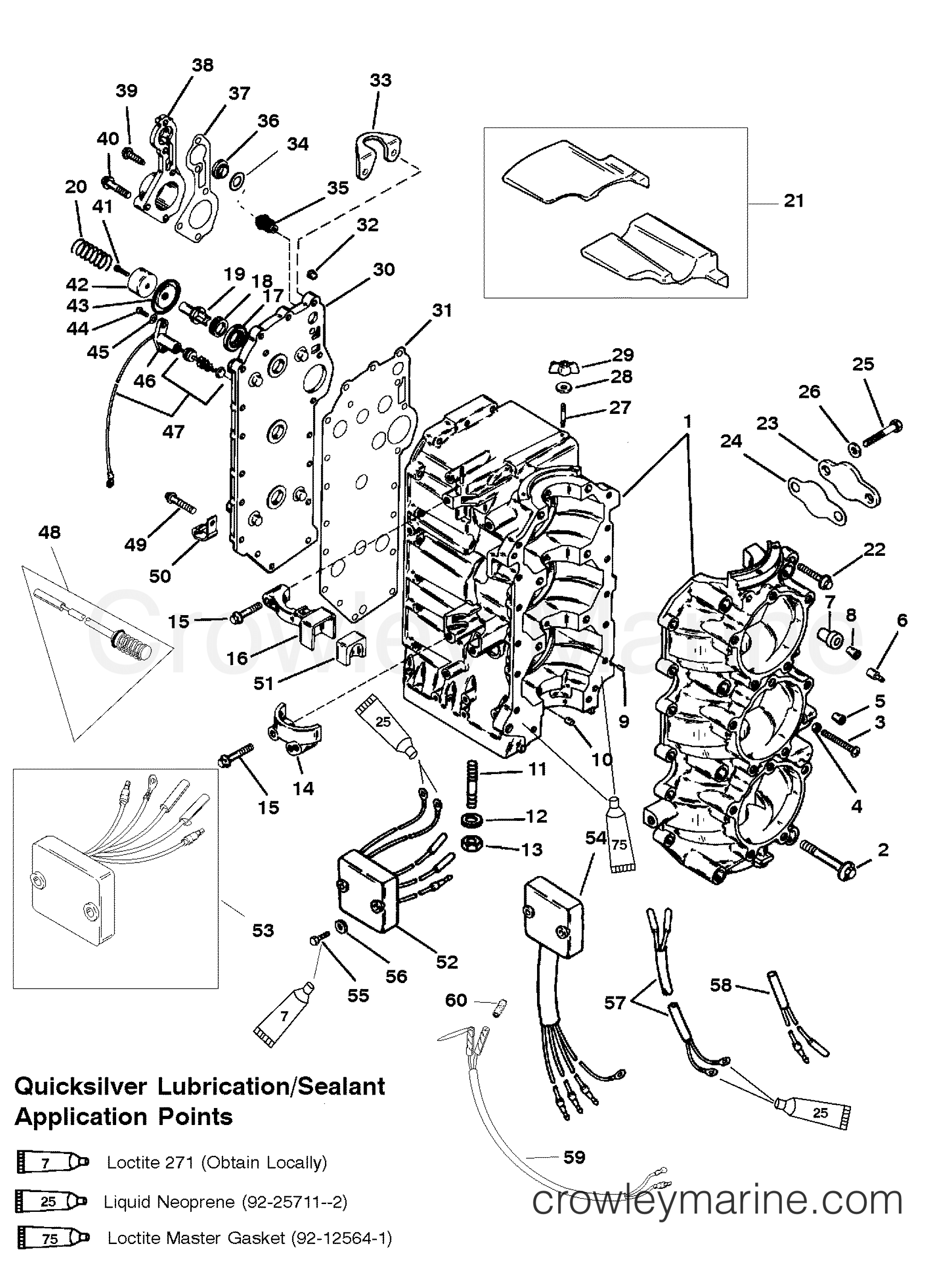 1998 Mercury Outboard 90 - 10904128N - CYLINDER BLOCK (USA-S/N-0G127500/BEL-9836633 & UP)
