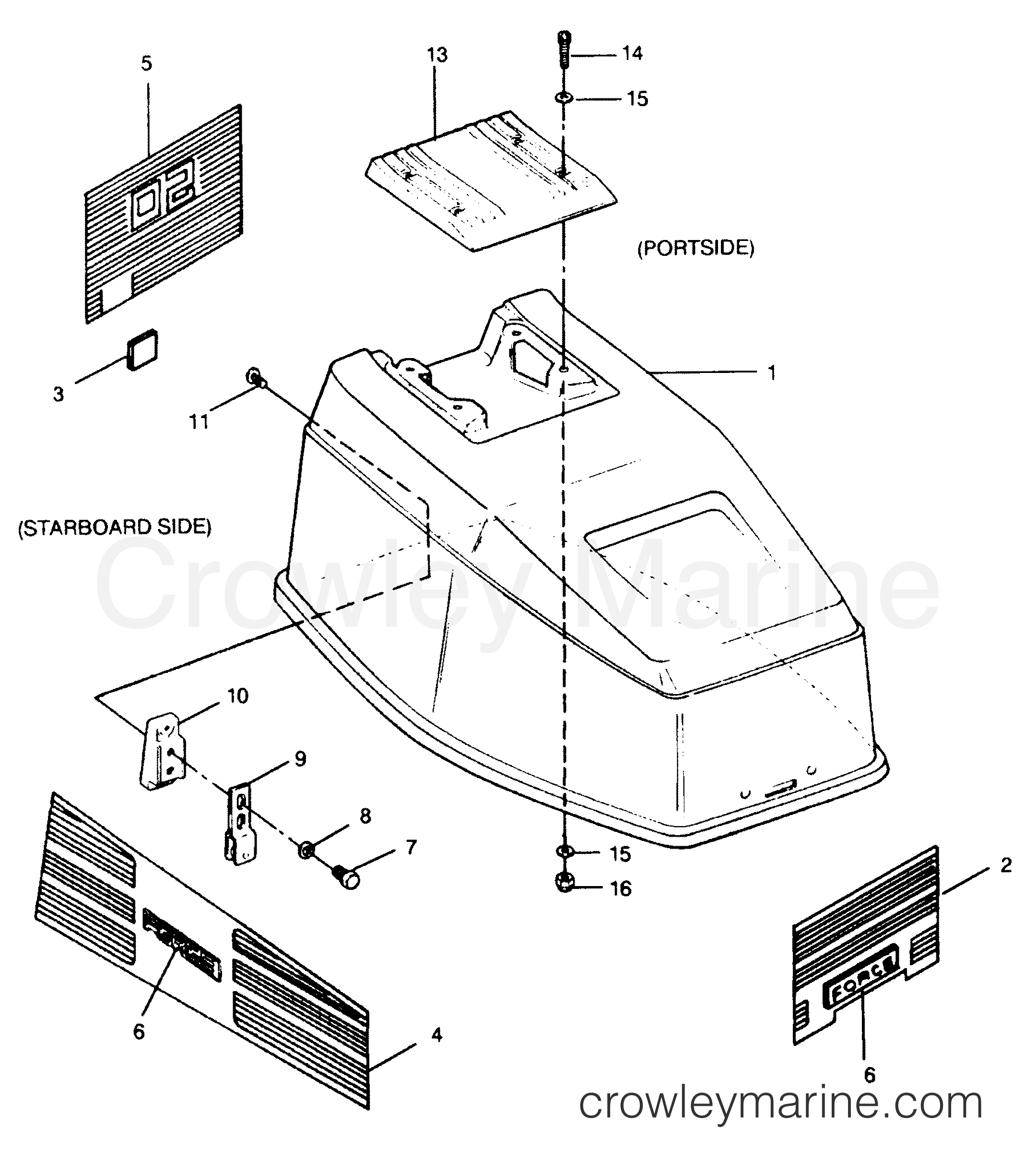 1991 Outboard 50 - 507A91B [Force] - ENGINE COVER (BAYLINER MODELS)