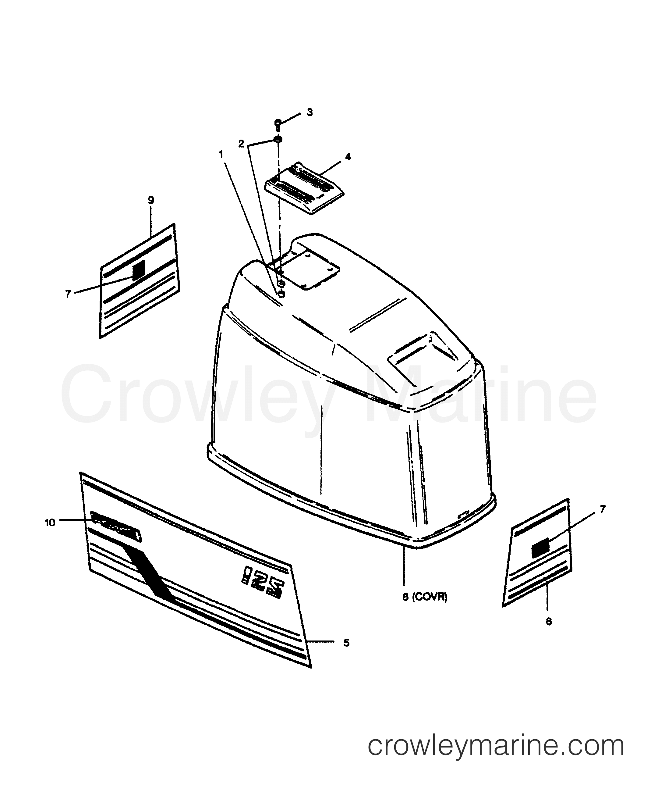 1989 Outboard 125 - 1258V9B [Force] - ENGINE COVER (FORCE MODELS)