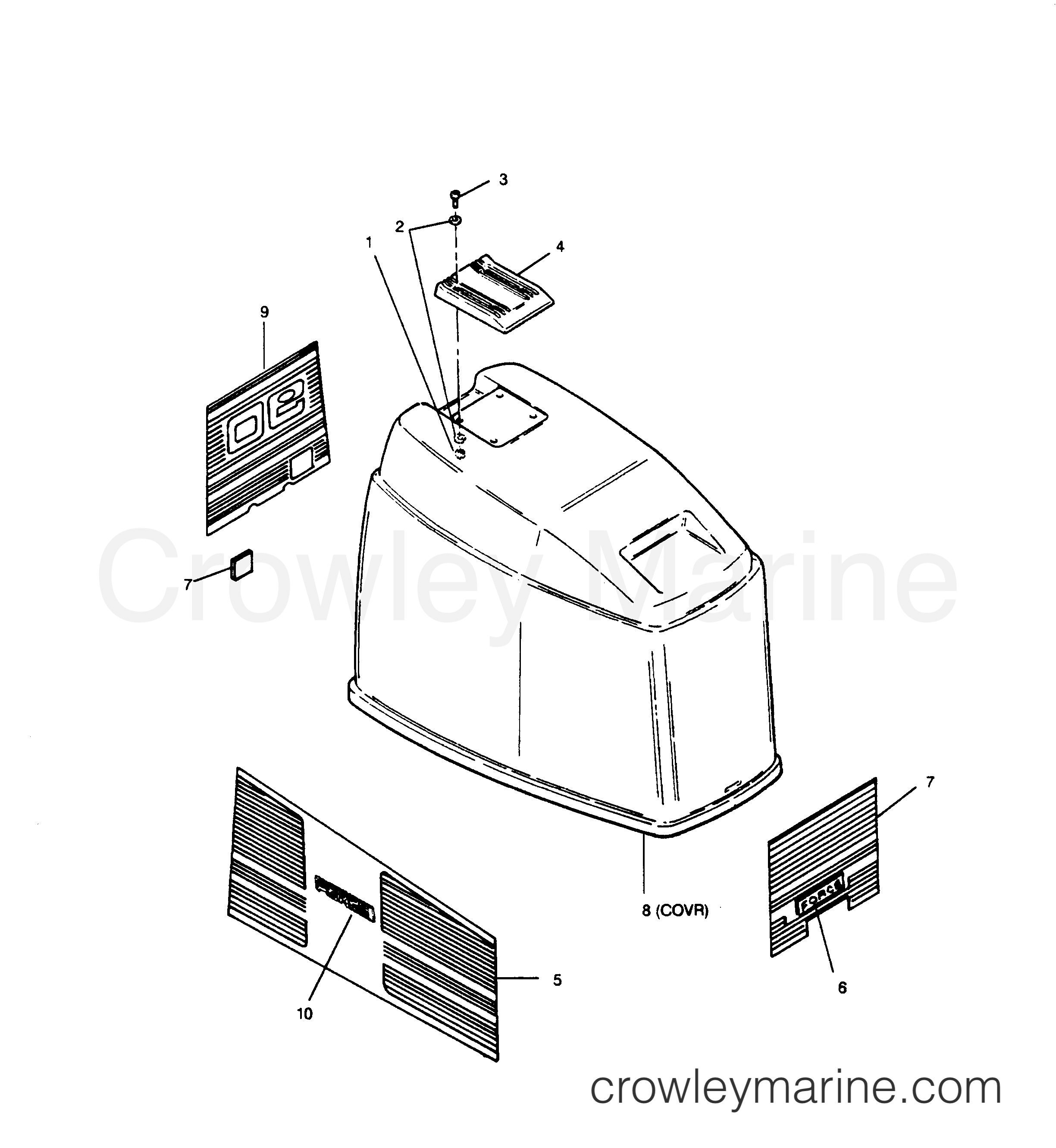 1990 Outboard 90 - 903X90B [Force] - ENGINE COVER (MAXUM MODELS)