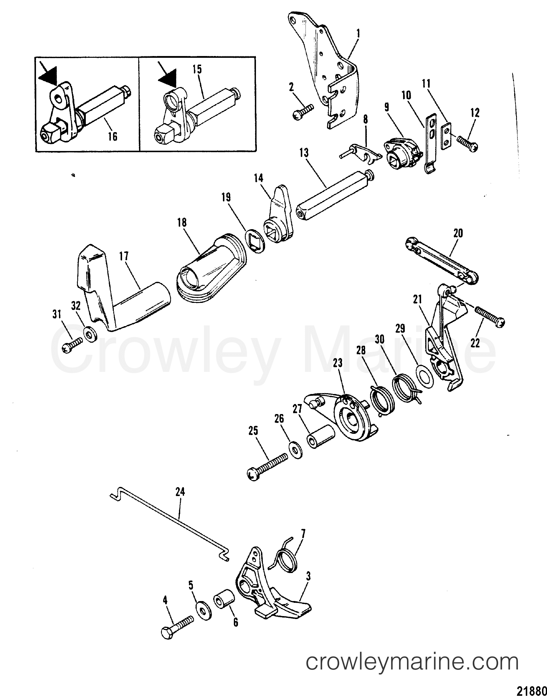 1991 Outboard 10 [MLH/ALT] - 7010217YB - THROTTLE AND SHIFT LINKAGE(SIDE SHIFT MODELS)
