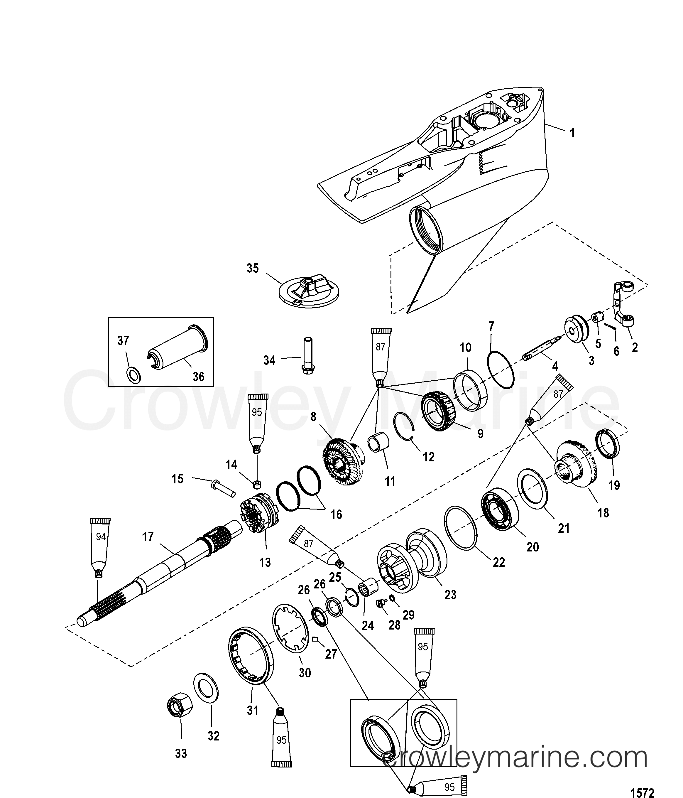 GEAR HOUSING, PROPELLER SHAFT - TORQUE MASTER - 2005 Race Outboard