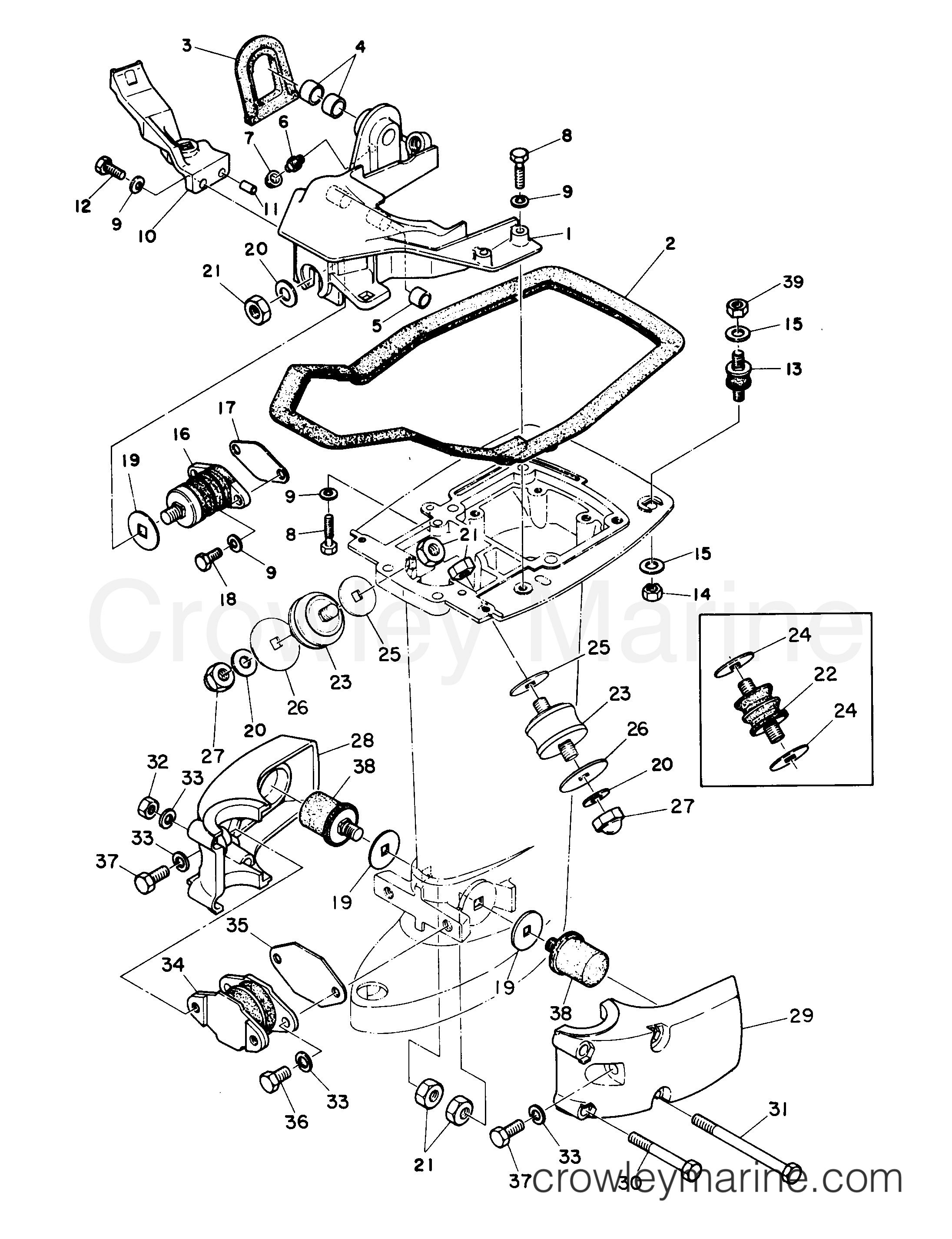 Serial Range Outboard 28 - 664-25800 AND BELOW [E] - MOUNTING SYSTEM