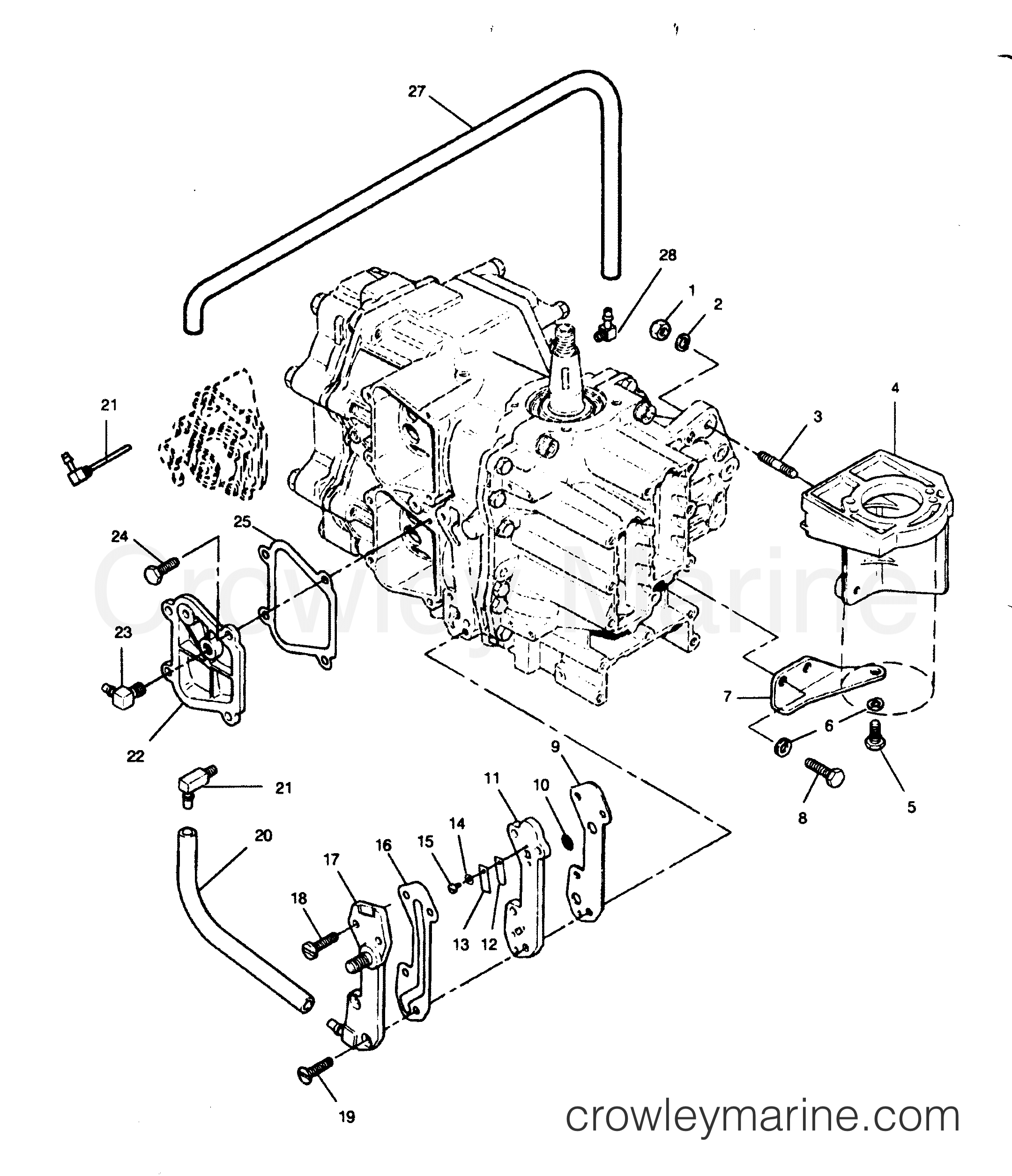 1991 Outboard 50 - 508F91C [Force] - RECIRCULATION SYSTEM AND STARTER BRACKETS