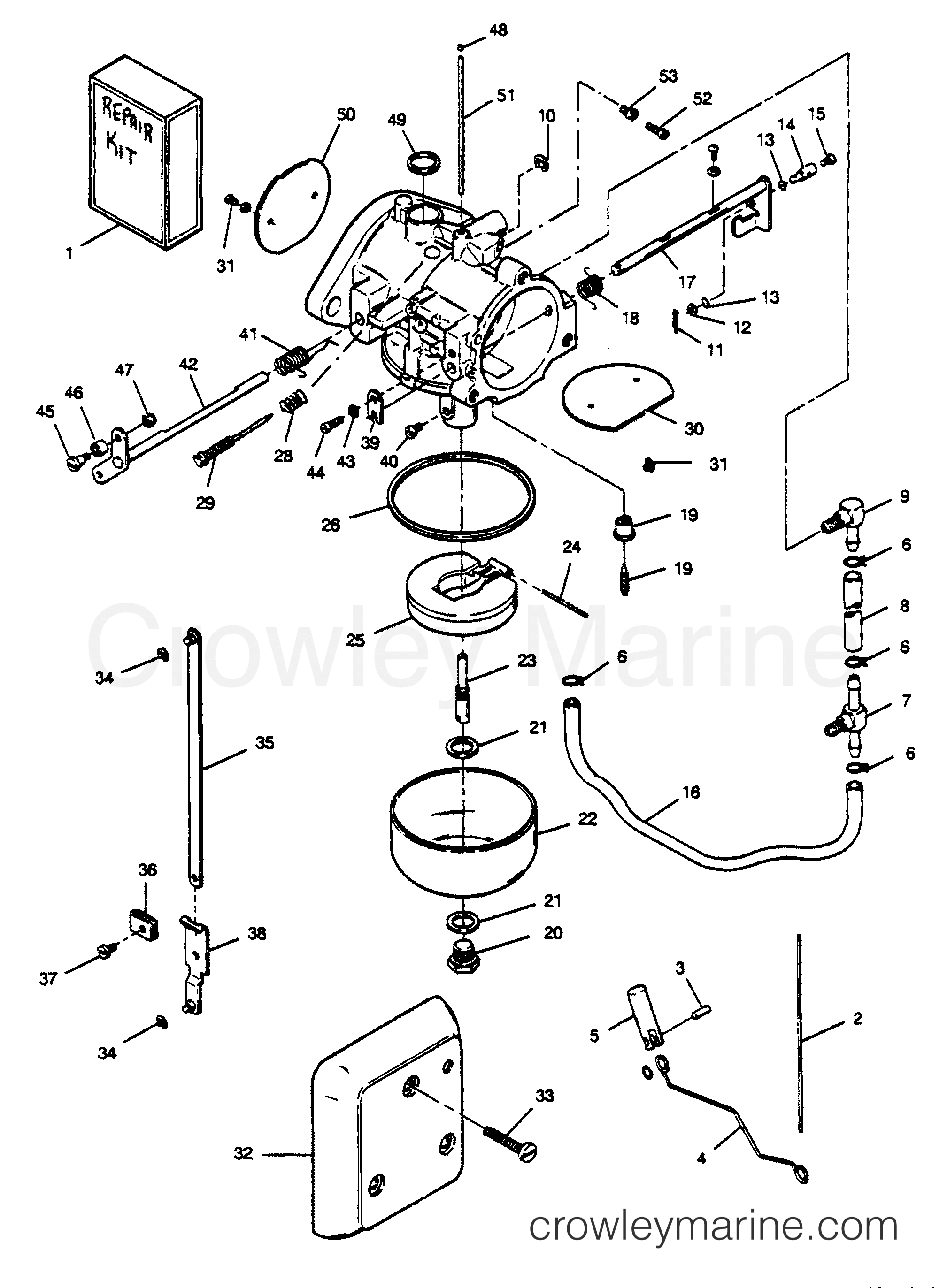 1989 Outboard 125 - H1258A89E [E] - CARBURETOR