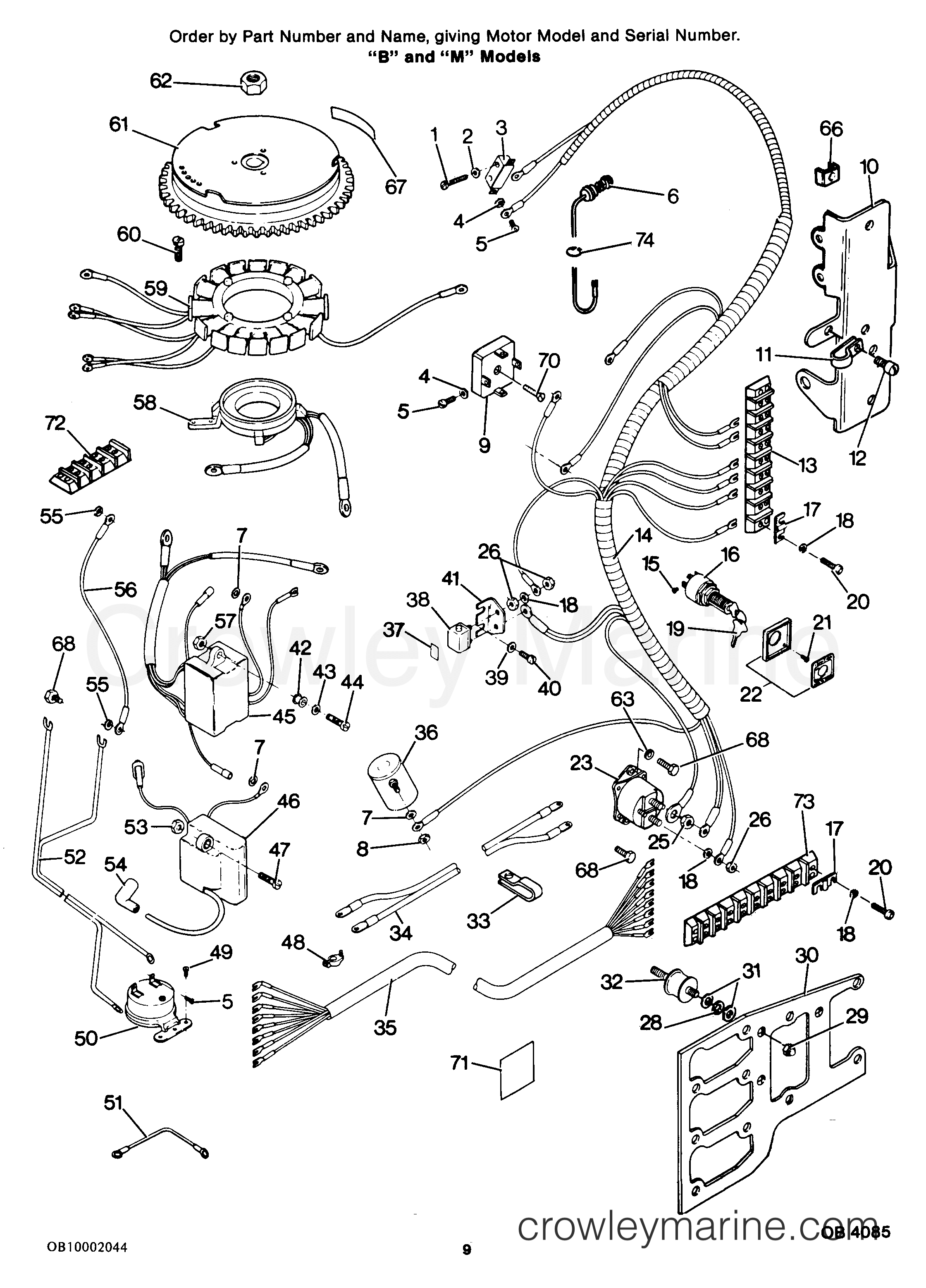 1986 Outboard 85 - 858V6B [Force] - ELECTRICAL COMPONENTS "B" AND "M" MODELS