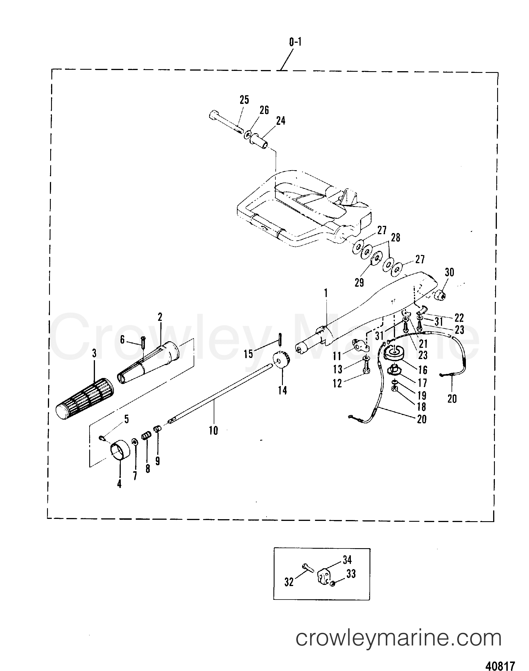 1993 Outboard 40 [M] - 7040207BW - STEERING HANDLE