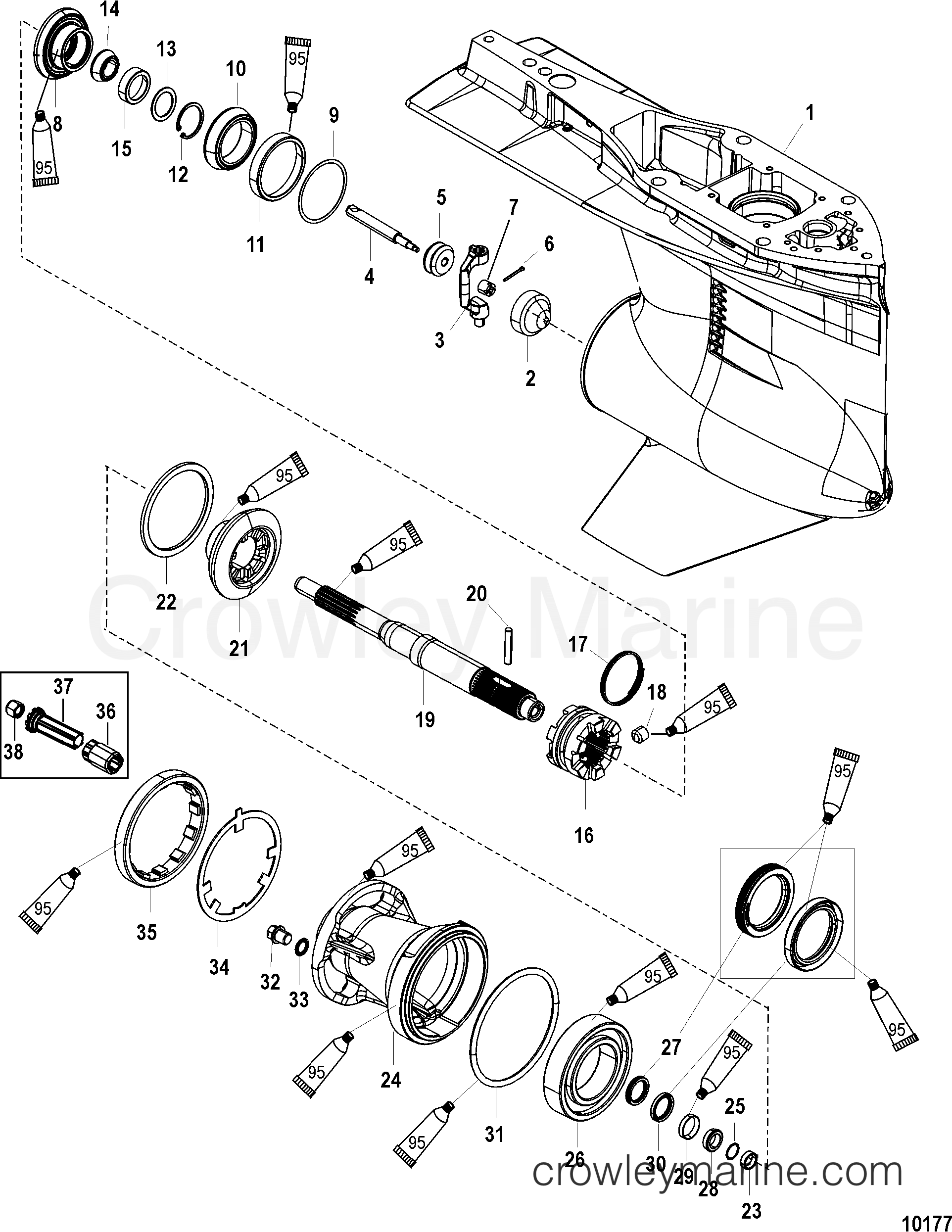 GEAR HOUSING, PROPELLER SHAFT STANDARD ROTATION 2006 Outboard 150