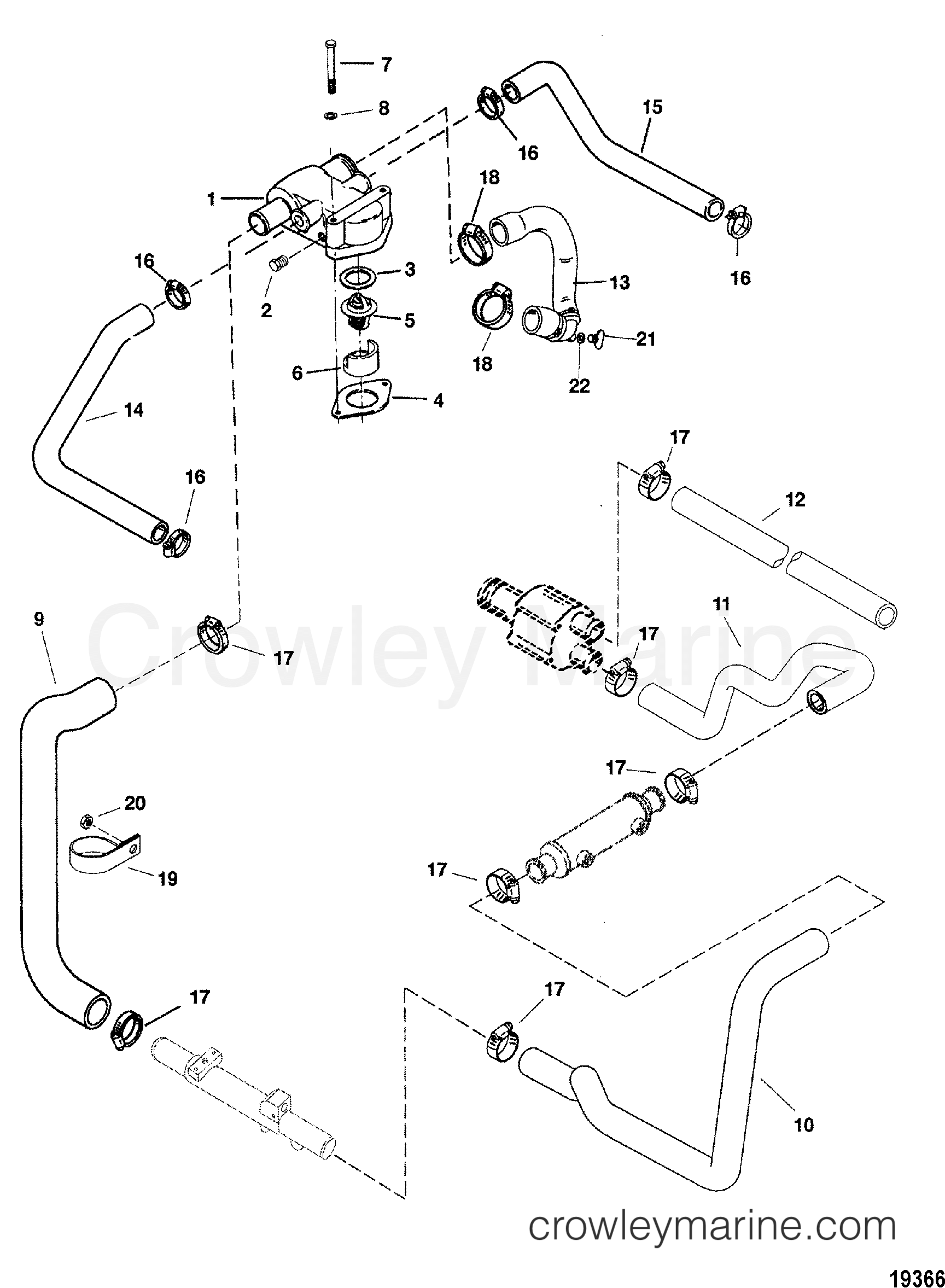 1998 Inboard Engine 350 MAG [MPI] - 344549DLT - STANDARD COOLING SYSTEM