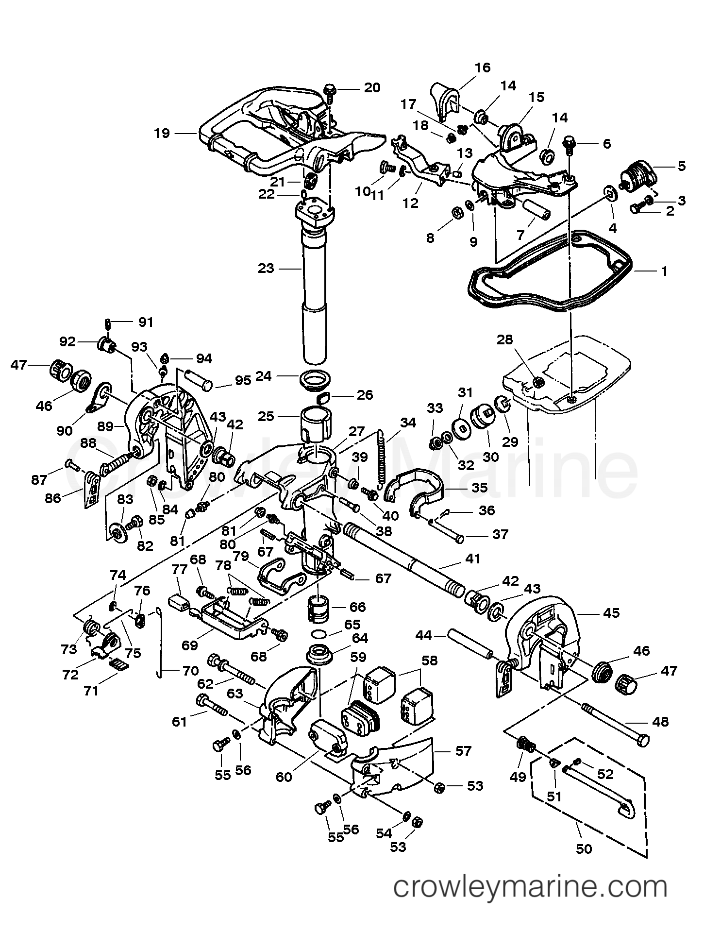 1996 Outboard 25 [ML] - 7025218EW - SWIVEL/CLAMP BRACKET