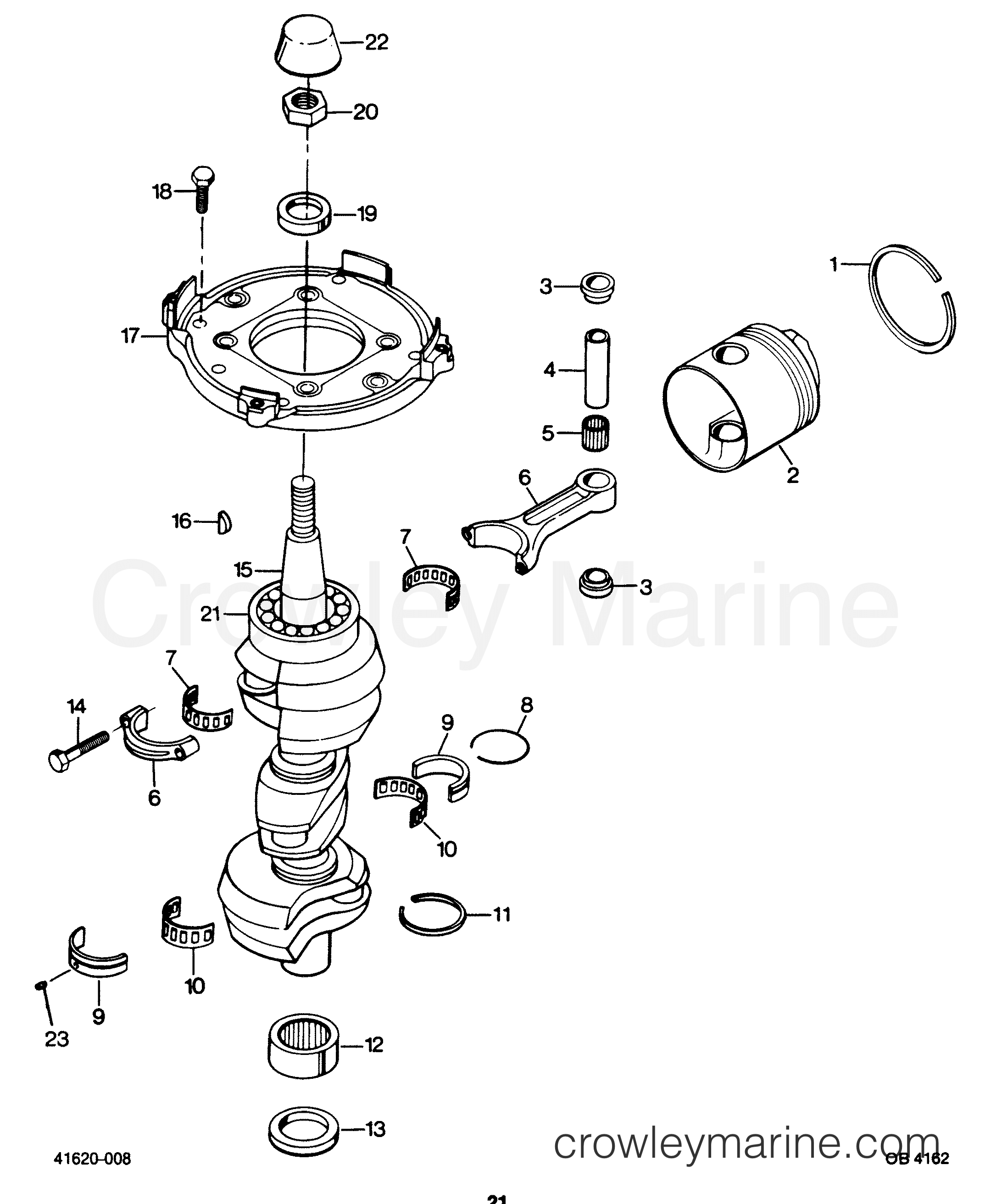 1987 Outboard 85 - 0C856F7B [Force] - CRANKSHAFT AND PISTON