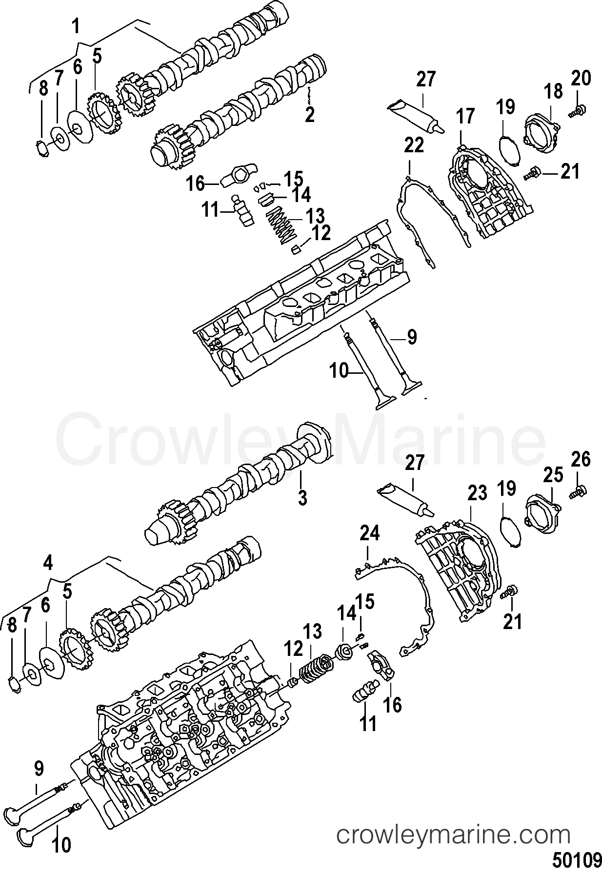 2014 Inboard Engine 3.0L TDI - 3D300110D - ENGINE COMPONENTS, CAMSHAFT AND VALVES