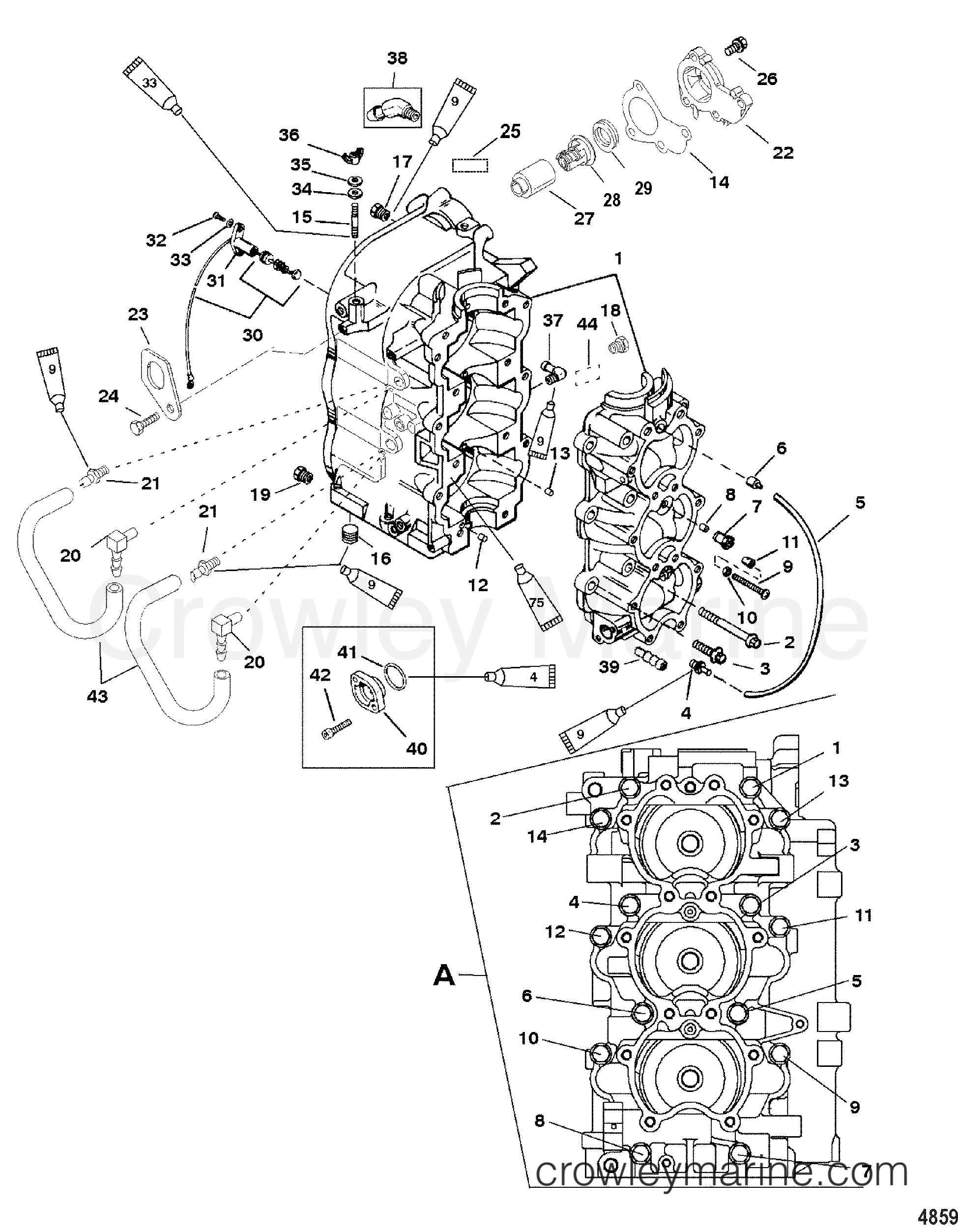 2003 Outboard 60 [EO] - 7060302MB - CYLINDER BLOCK AND CRANKCASE