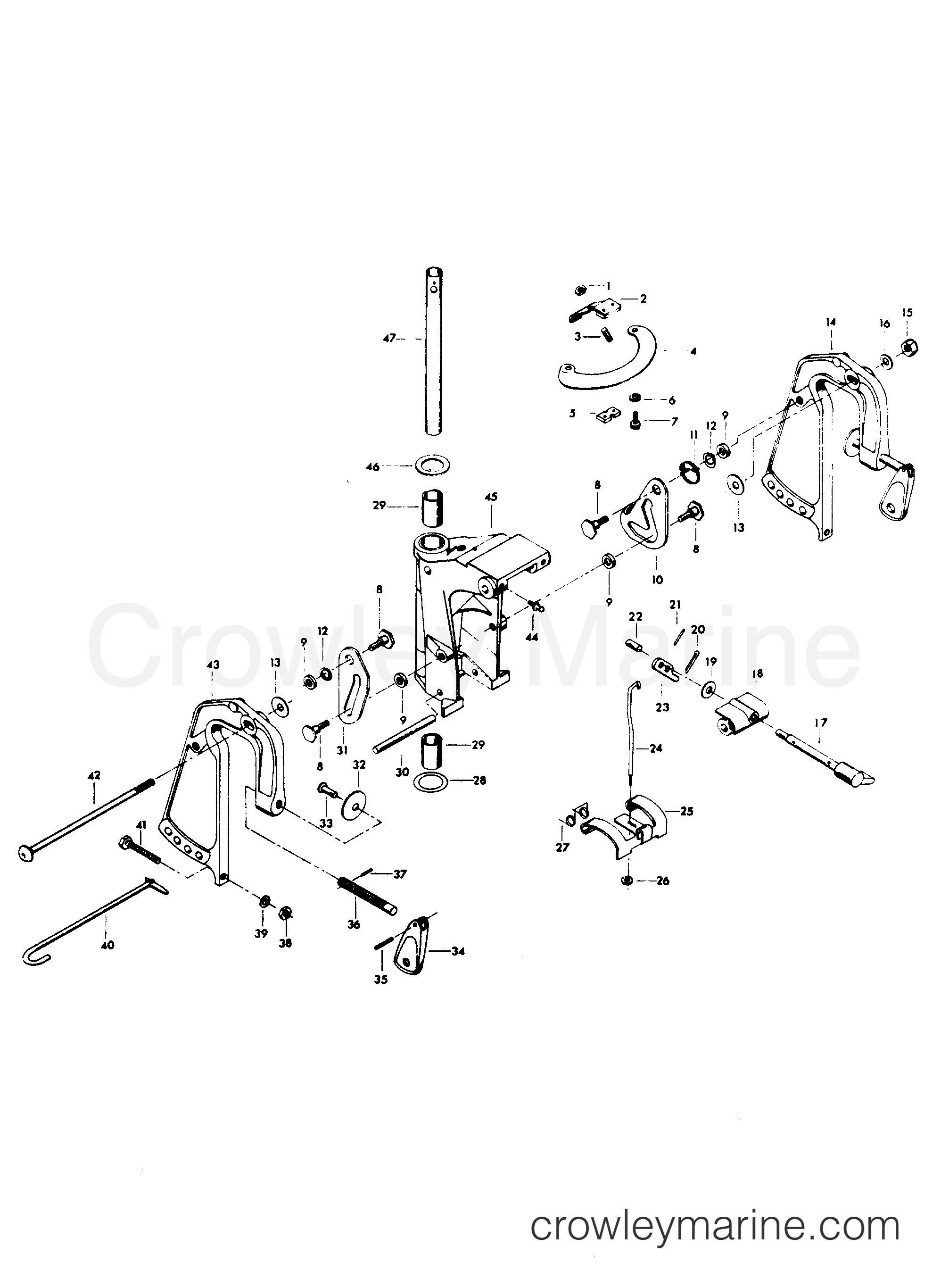 1976 Outboard 35 - H0356H76K - SWIVEL BRACKET GROUP