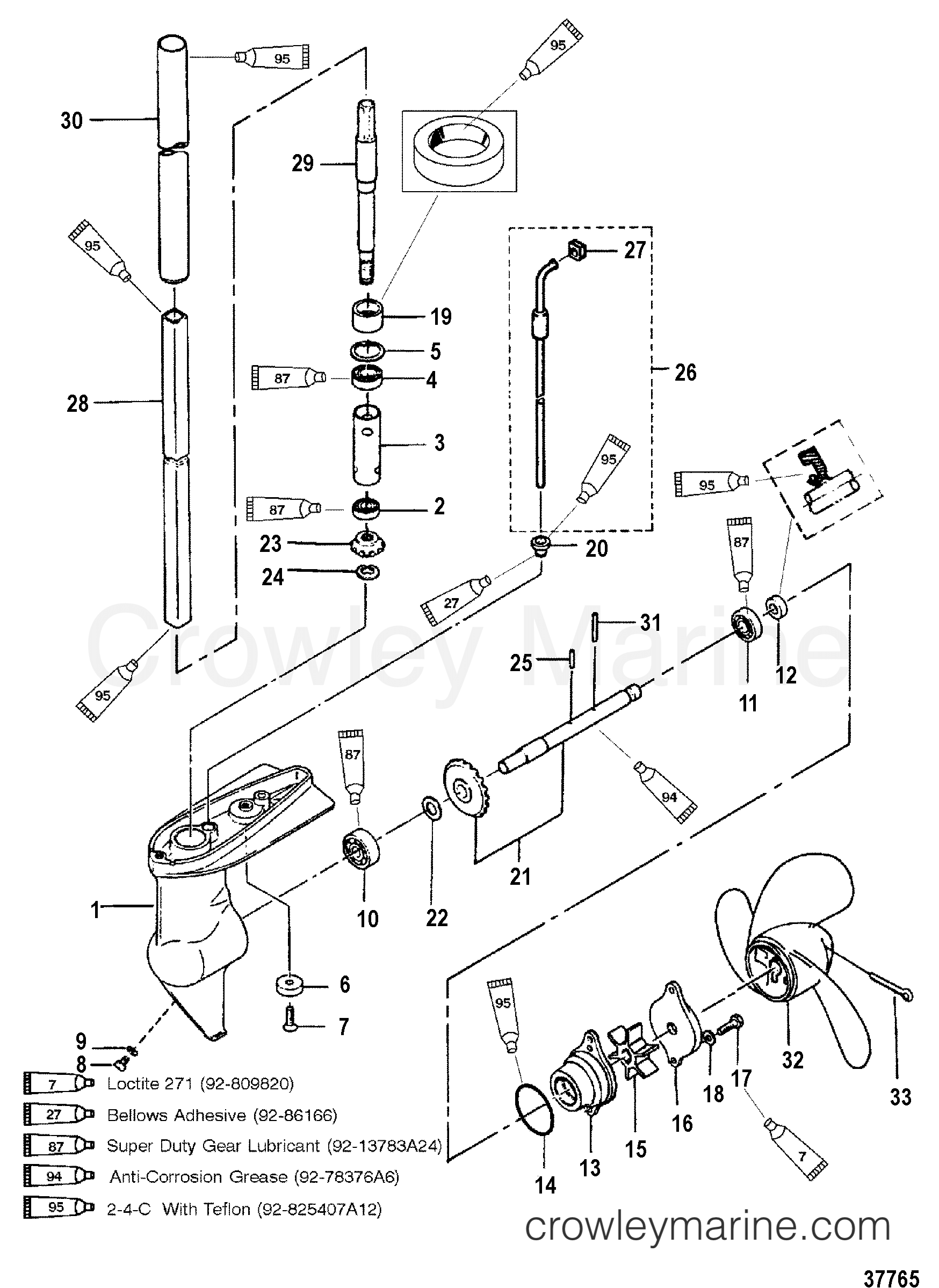 1991 Outboard 2.5 [MH] - 7002201YK - GEAR HOUSING ASSEMBLY