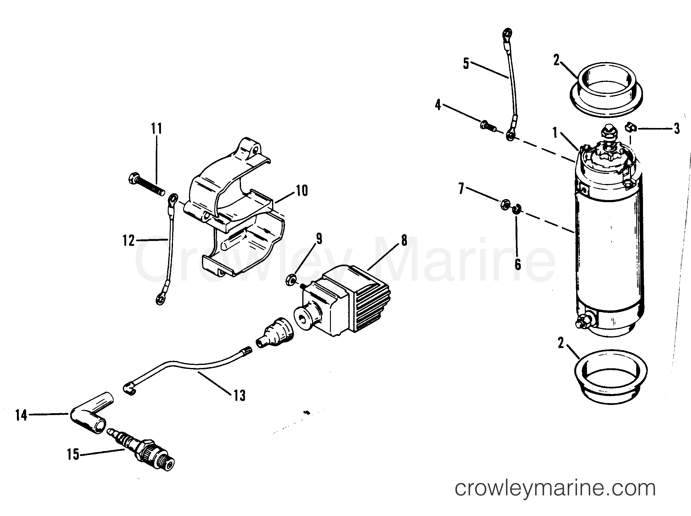 1990 Outboard 250 [XXL] - 7250432SD - STARTER MOTOR AND IGNITION COILS