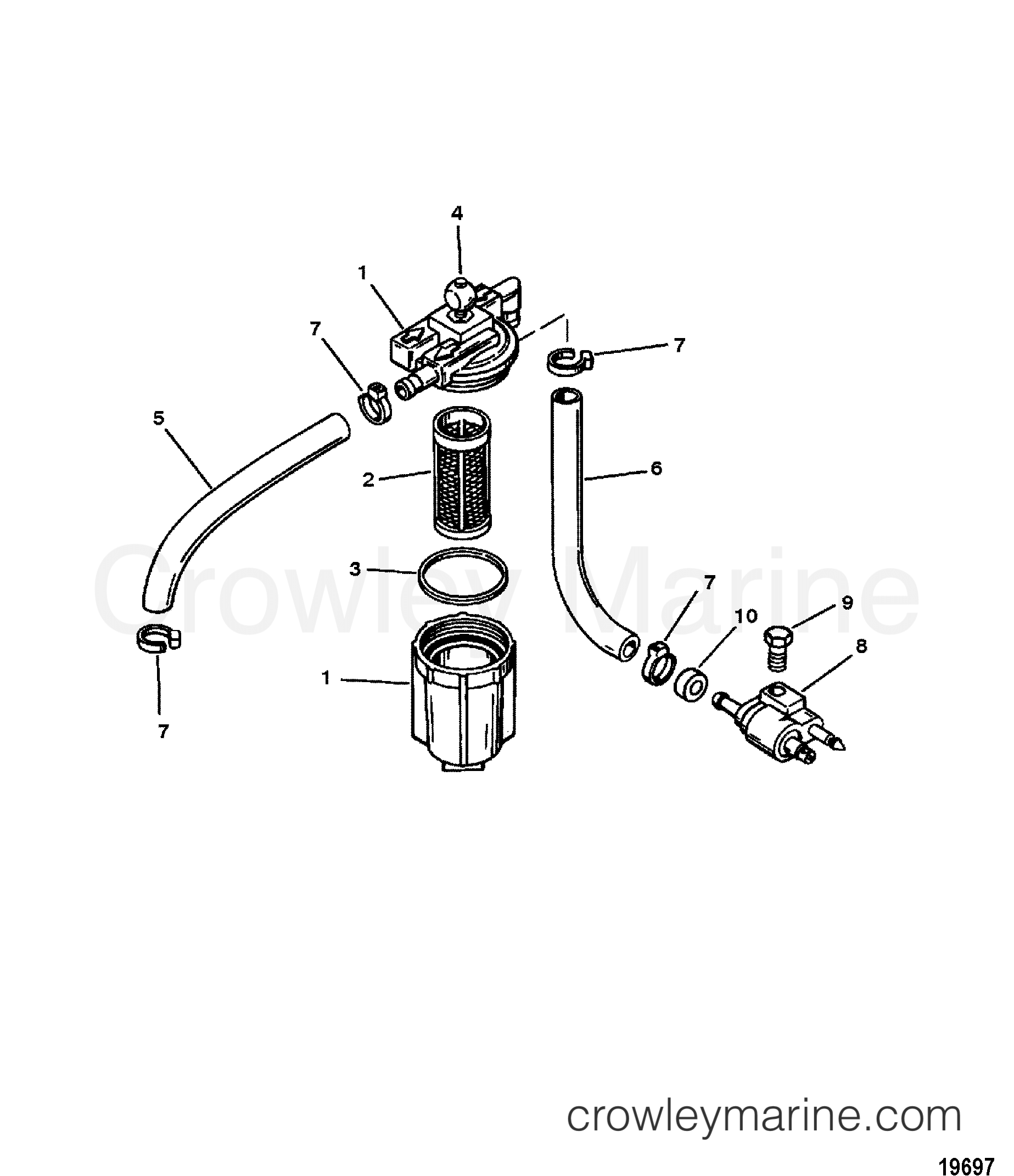 1997 Outboard 8 [MLH] - 7008211FD - FUEL FILTER ASSEMBLY
