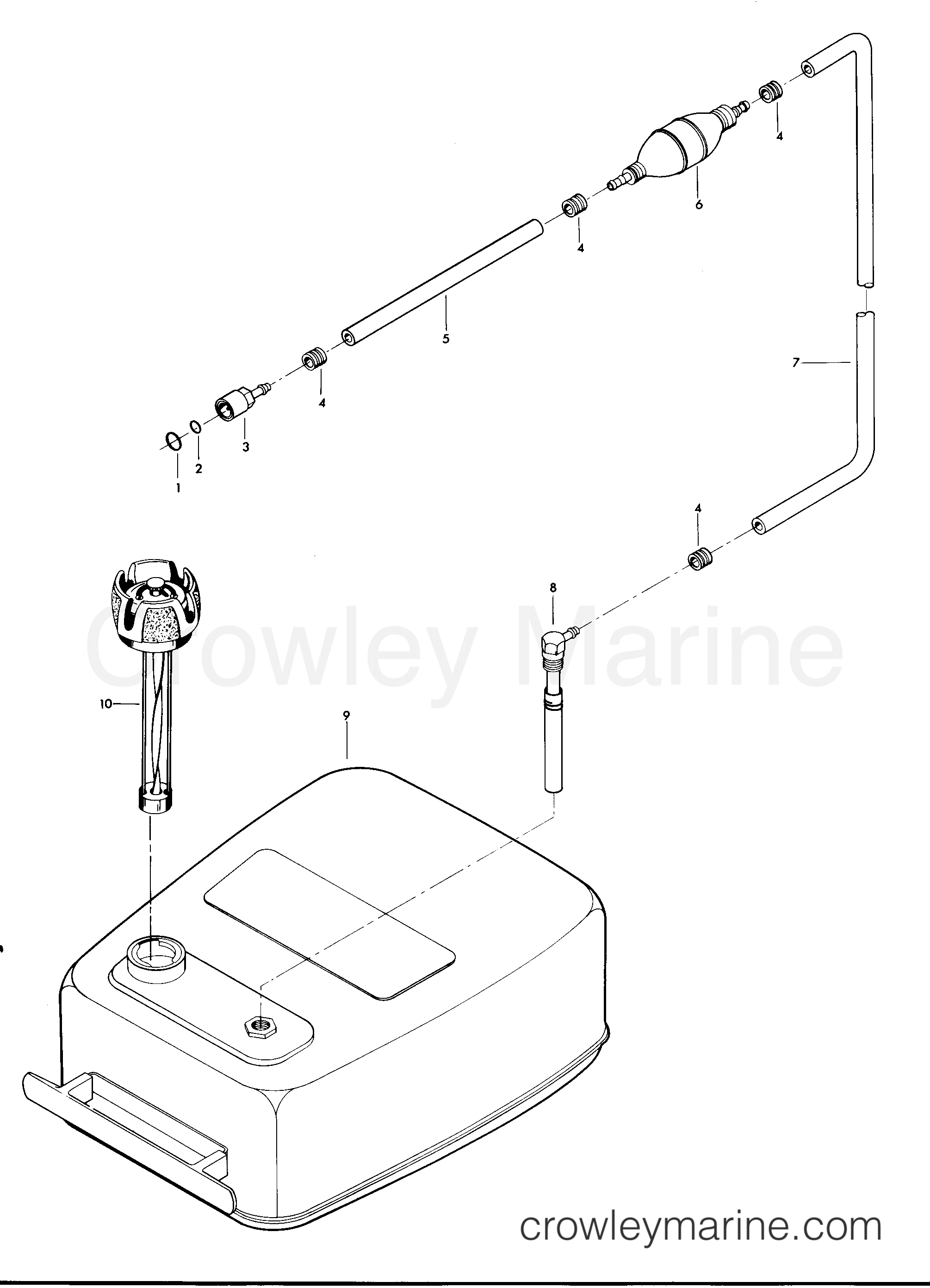 1976 Outboard 35 - 356BK - FUEL TANK AND LINE
