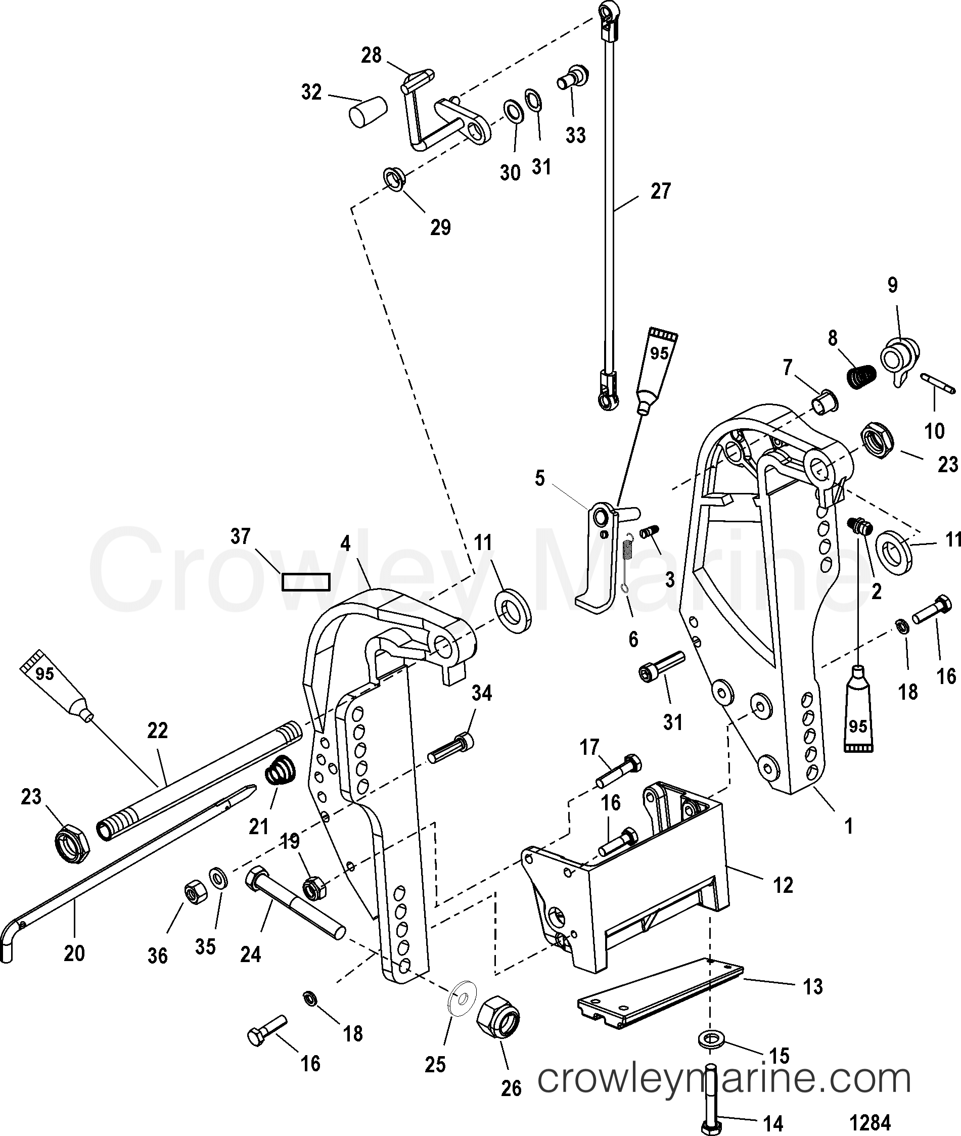 Serial Range Outboard 40 CARB (3 CYL.)(4-STROKE) - 1C018826 & Up - TRANSOM BRACKET