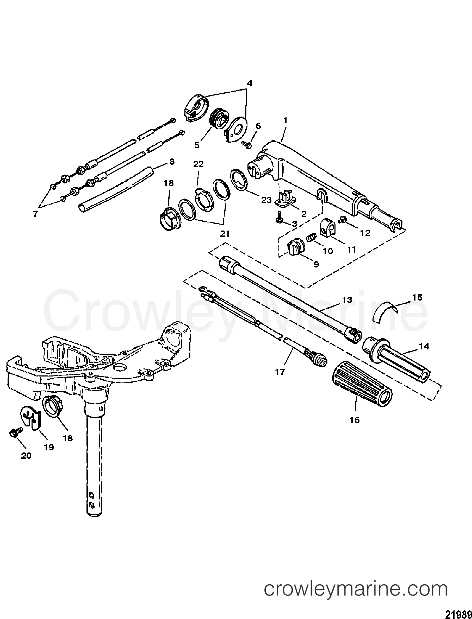 1996 Outboard 15 [MLH/ALT] - 7016217ED - STEERING HANDLE