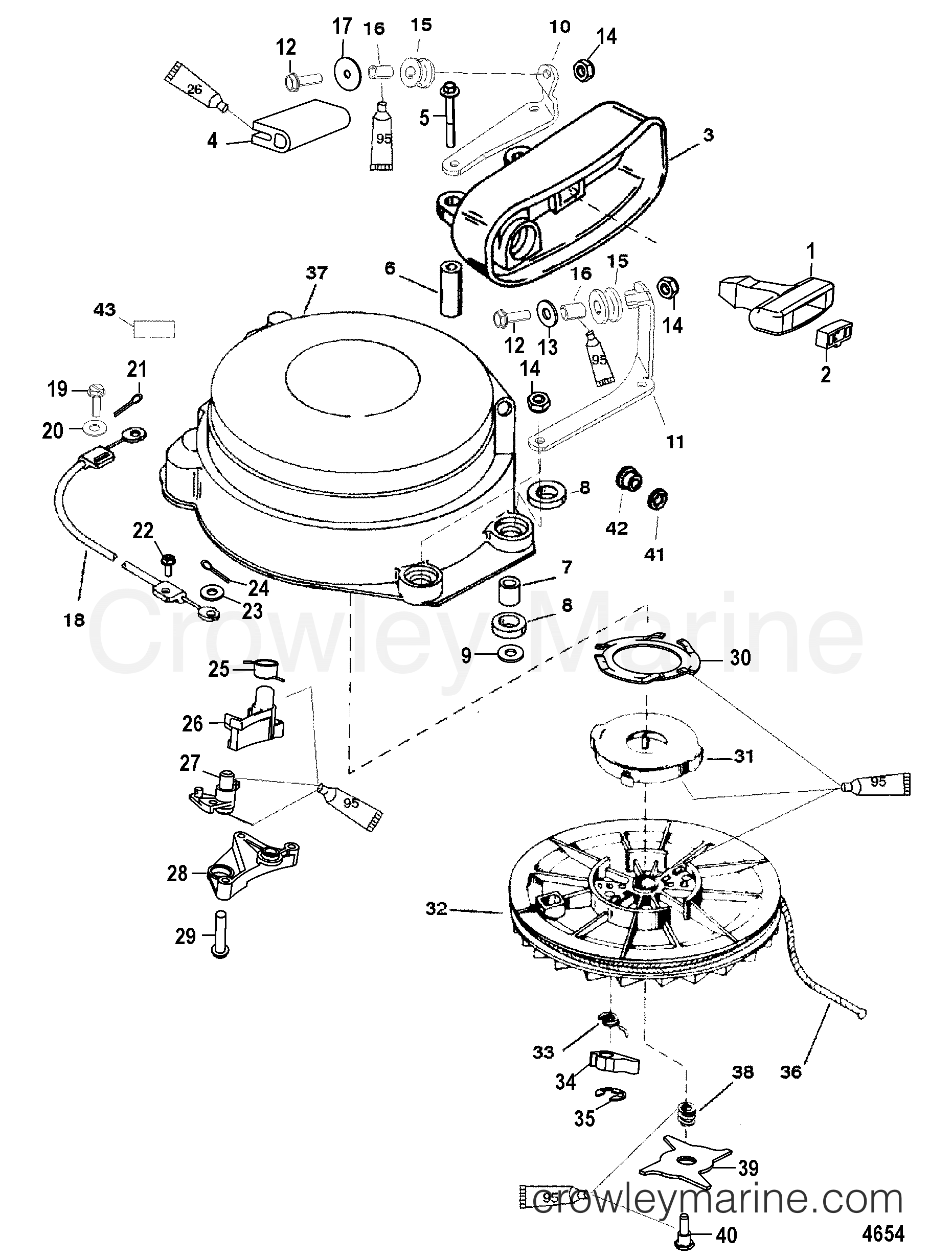 2000 Outboard 75 [ELH] - 7075317JB - STARTER ASSEMBLY(MANUAL)