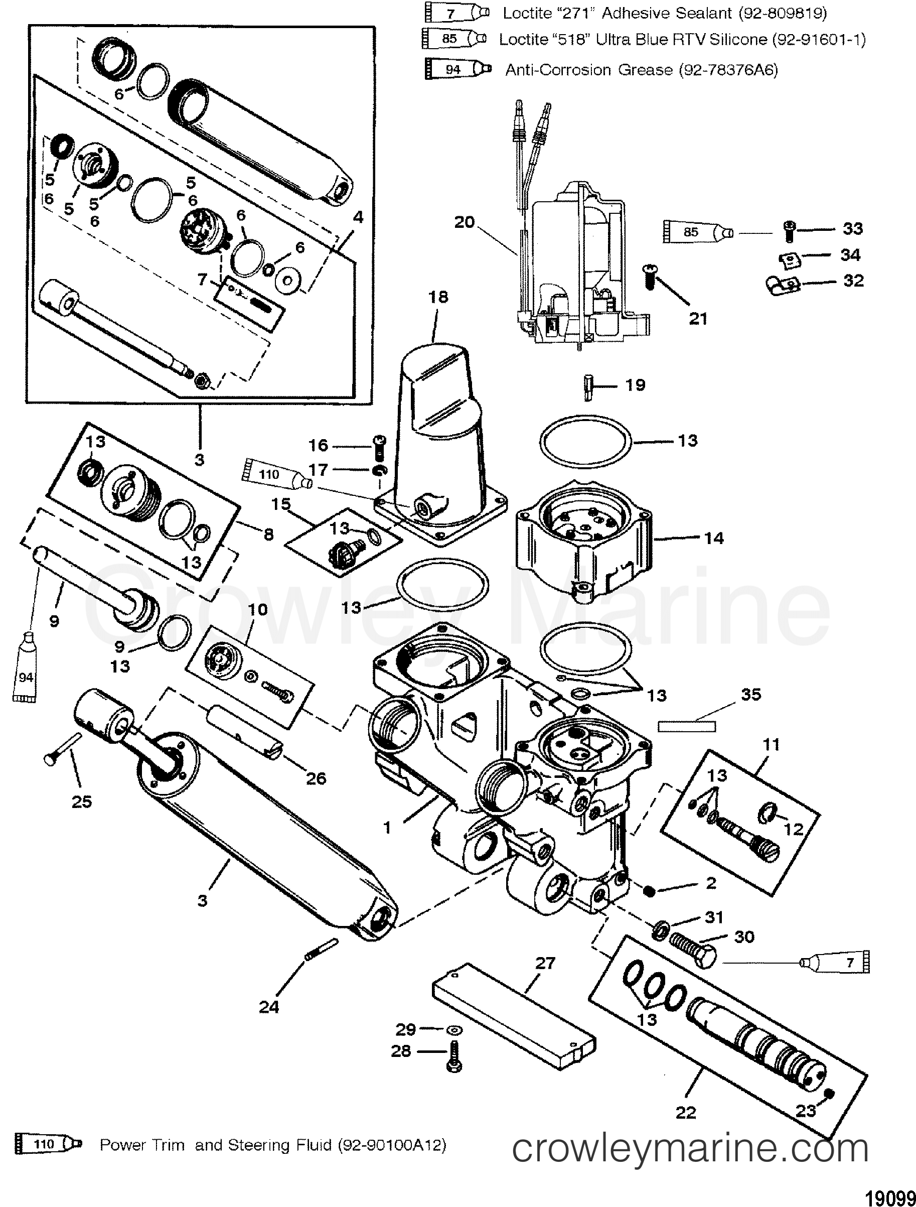 1998 Outboard 200DFI [L] - 7200473GD - POWER TRIM COMPONENTS