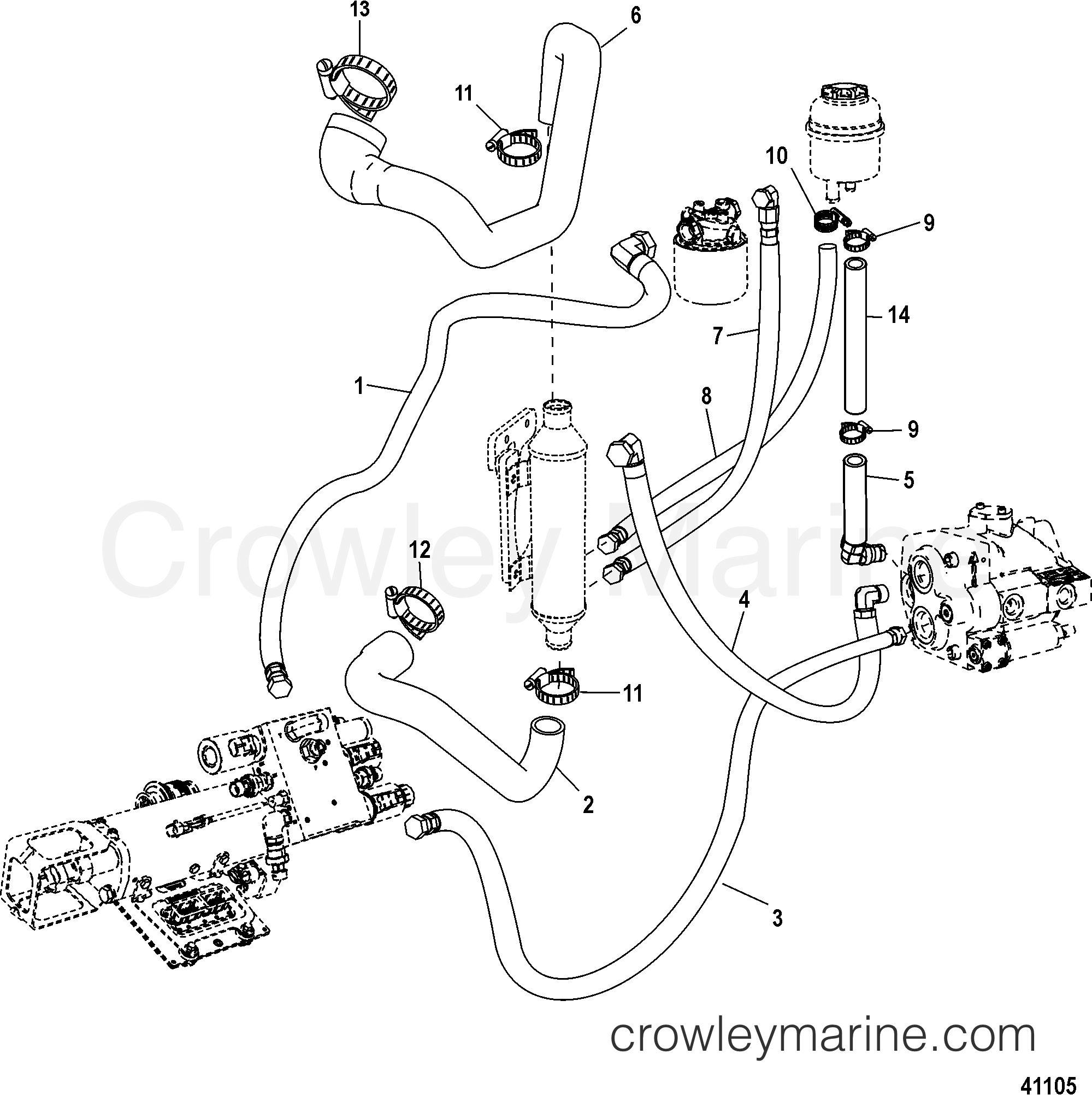 2012 Inboard Engine 2.8L QSD [EI 220] - 30280132D - AXIUS STEERING COMPONENTS, HOSES, LP FILTER (GEN I)