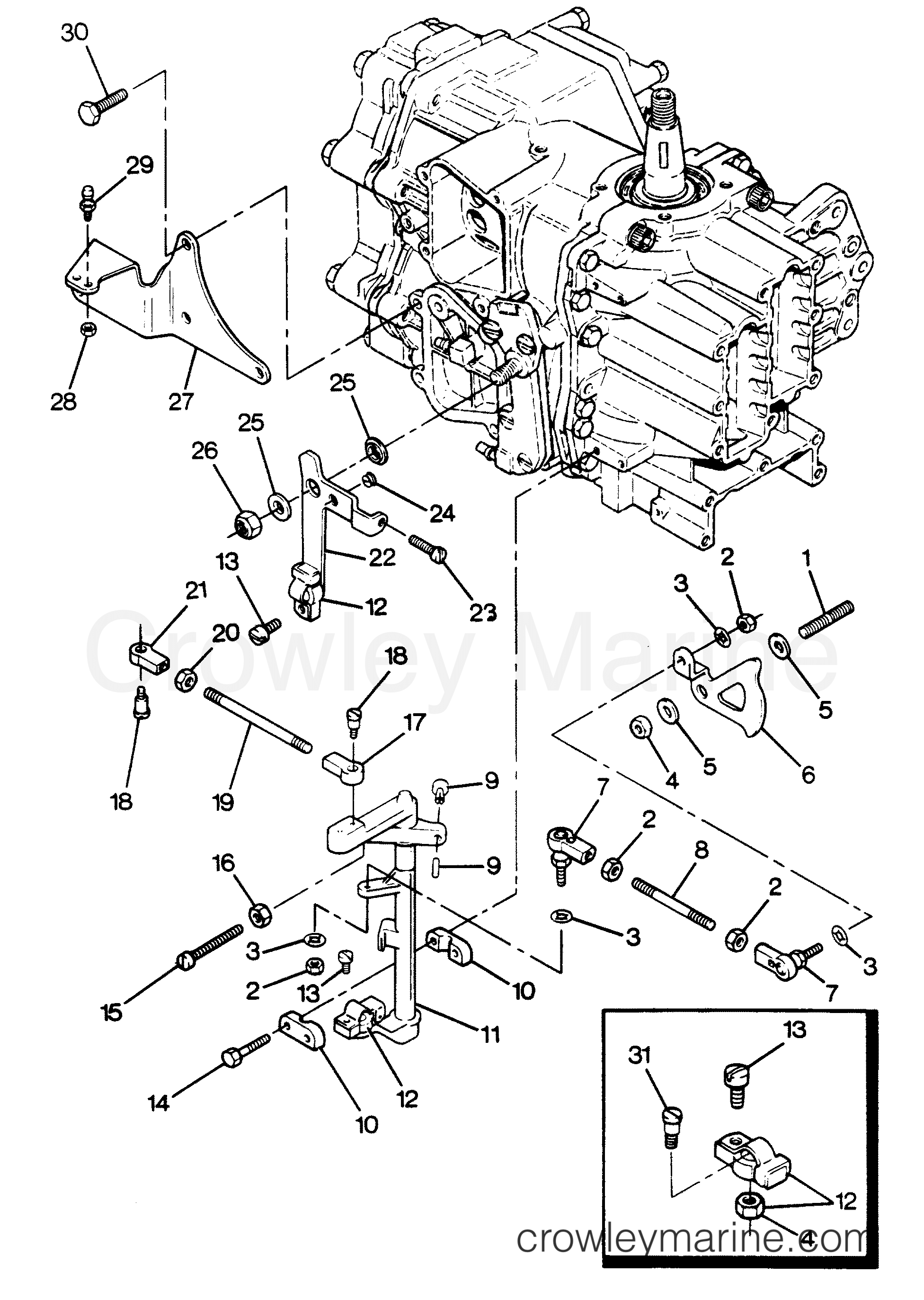 1988 Outboard 50 - 507F8B [Force] - SHIFT AND THROTTLE LINKAGE