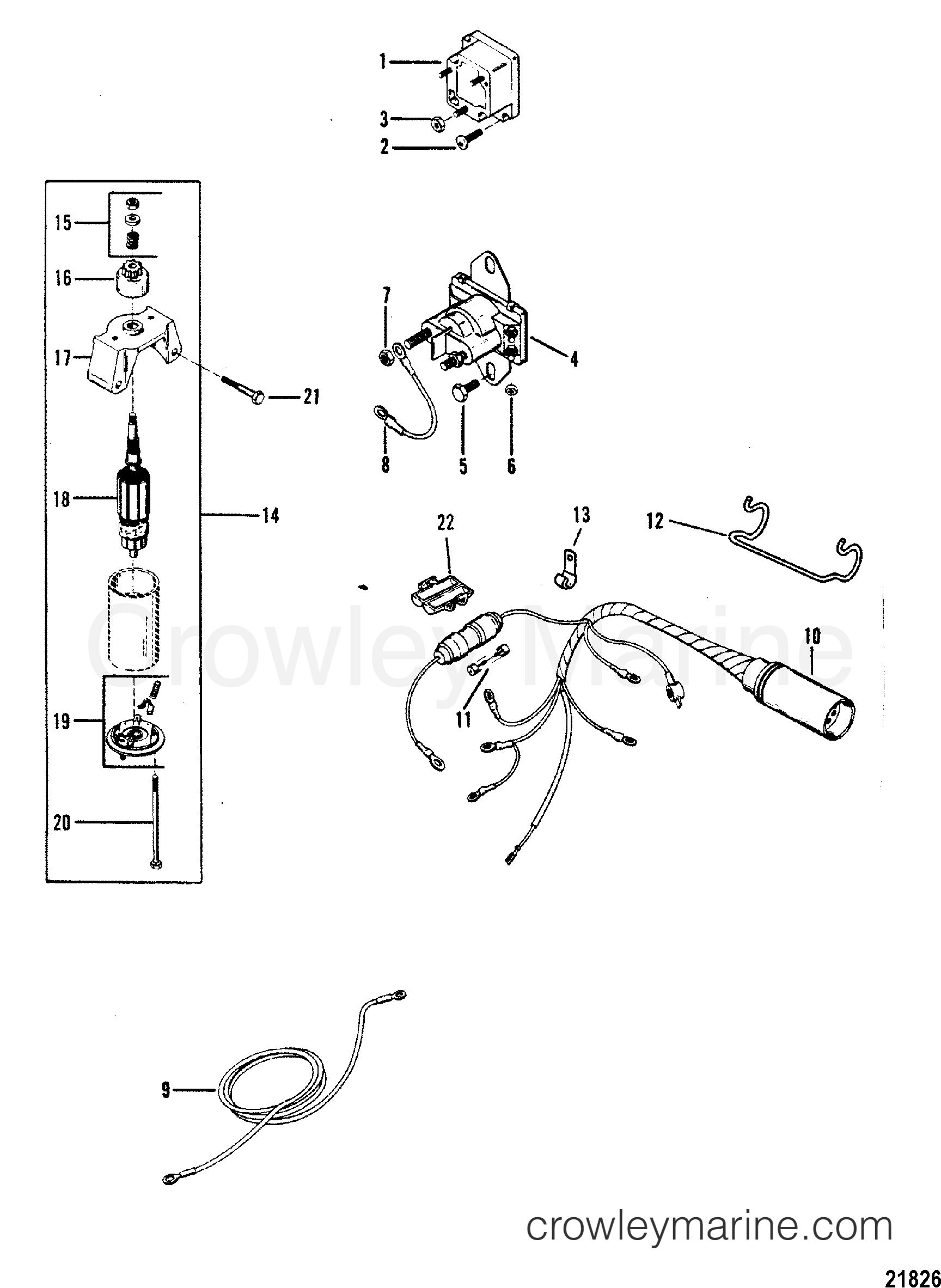 1992 Outboard 25 [E] - 7025302AD - ELECTRIC START COMPONENTS