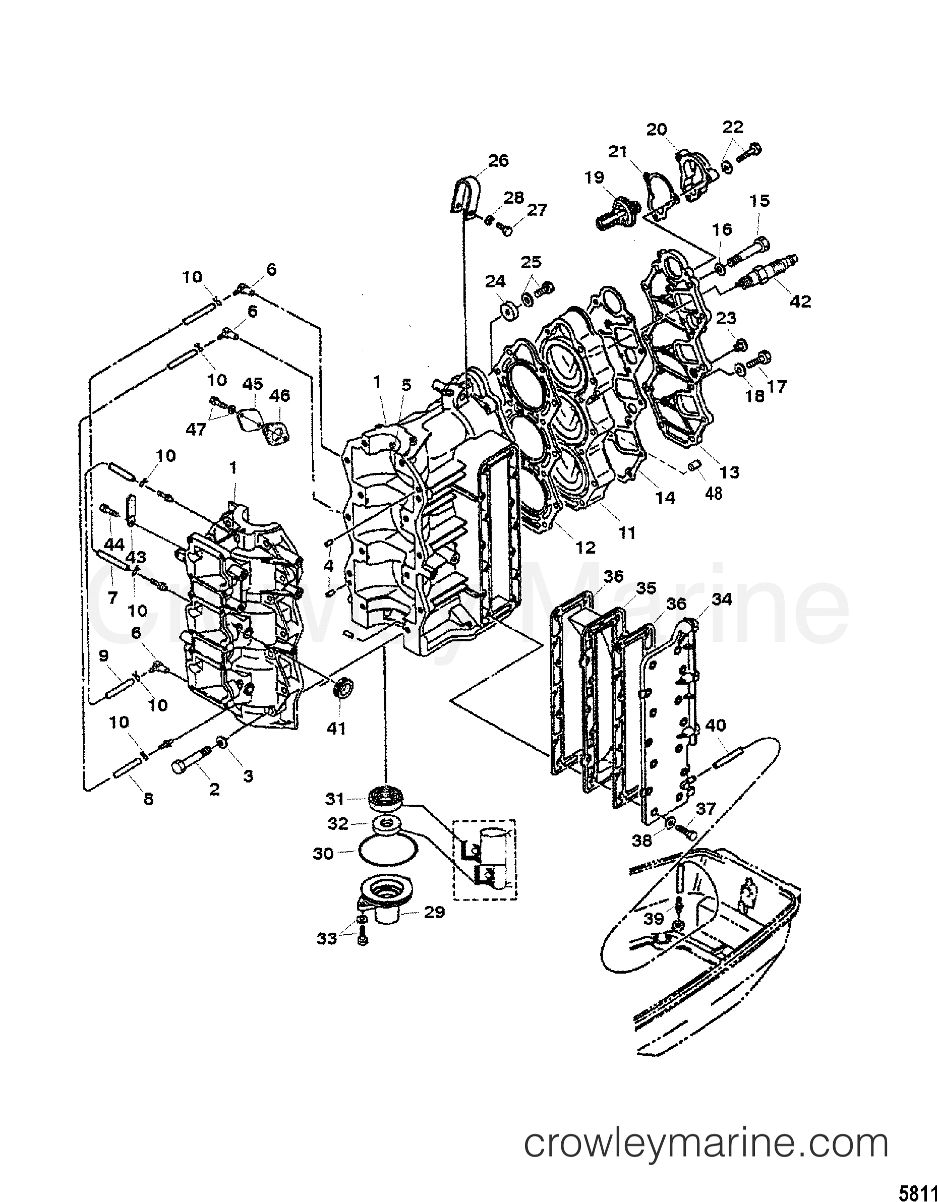 CYLINDER BLOCK - 2004 Outboard 40 [ELPTO] 7E40412RL | Crowley Marine