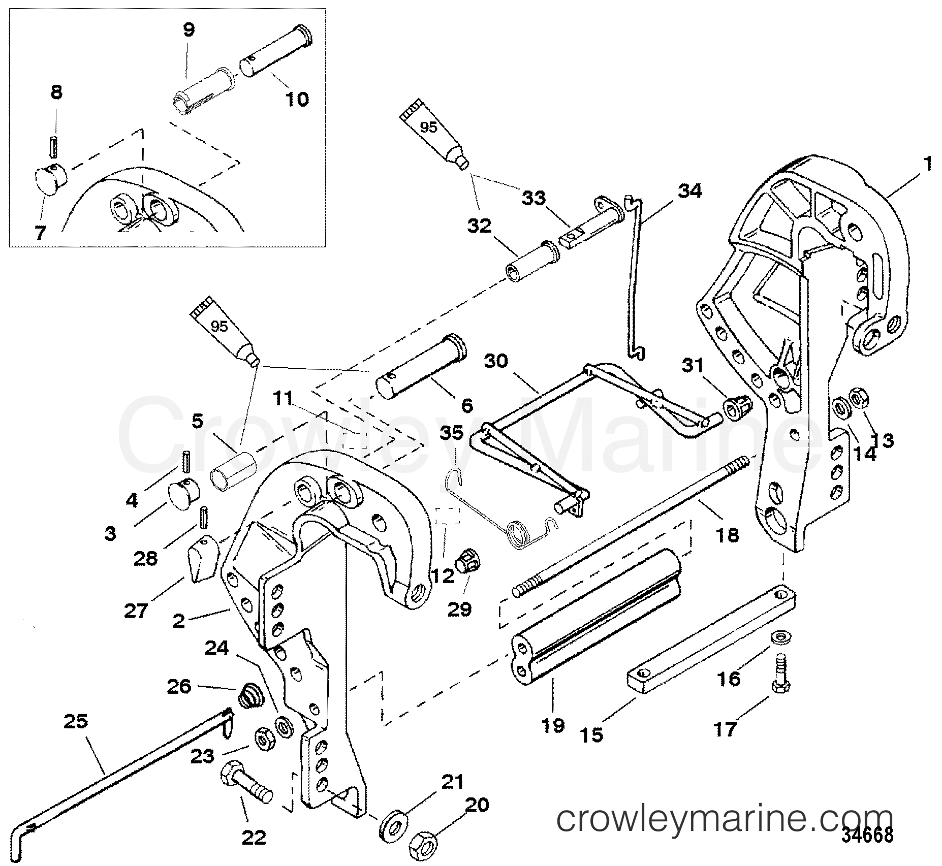 2000 Outboard 25 [EH/BF 4] - 7F25301JD - CLAMP BRACKET, REMOTE CONTROL