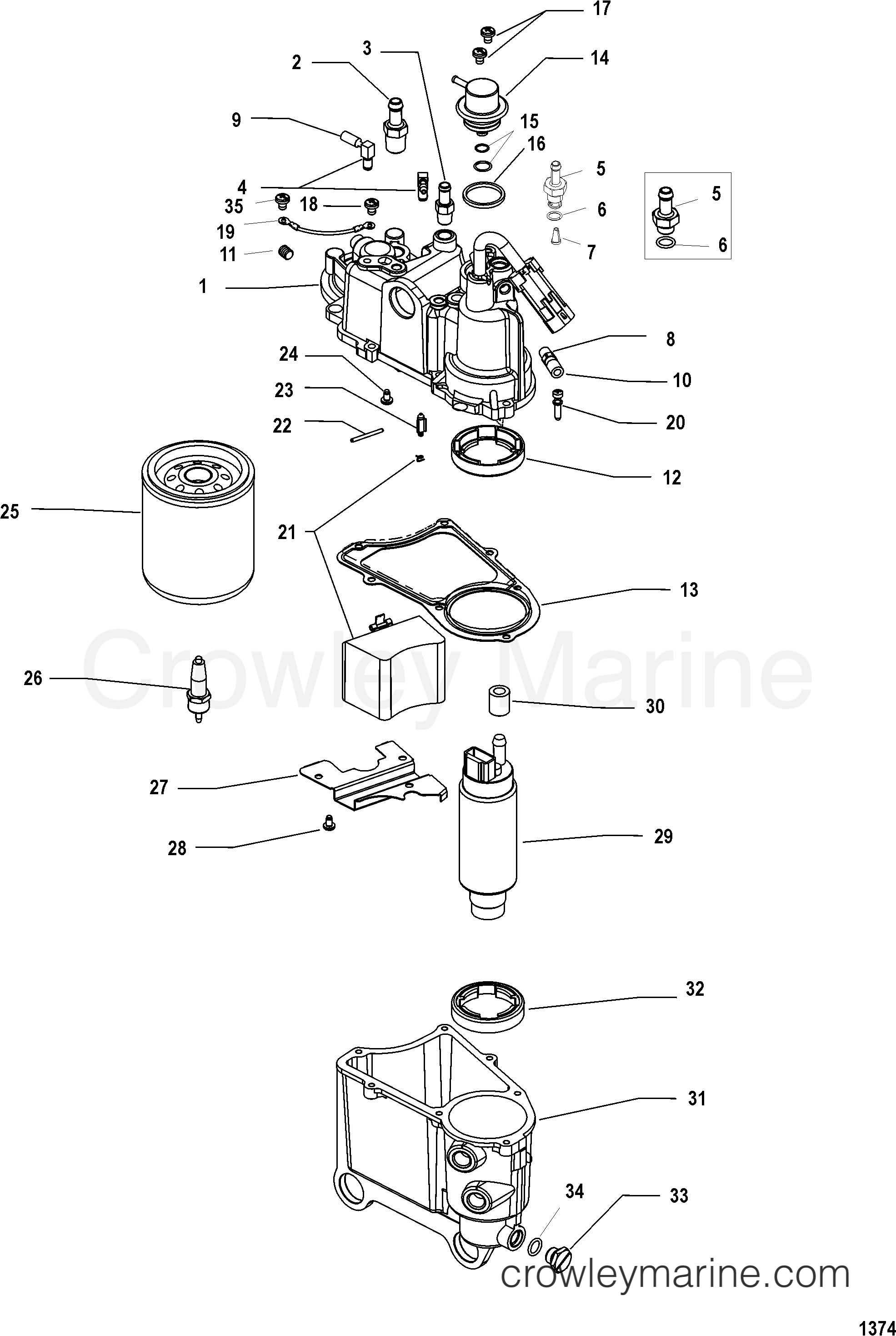 2003 Outboard 225 [L EFI] - 7225413MD - VAPOR SEPARATOR COMPONENTS