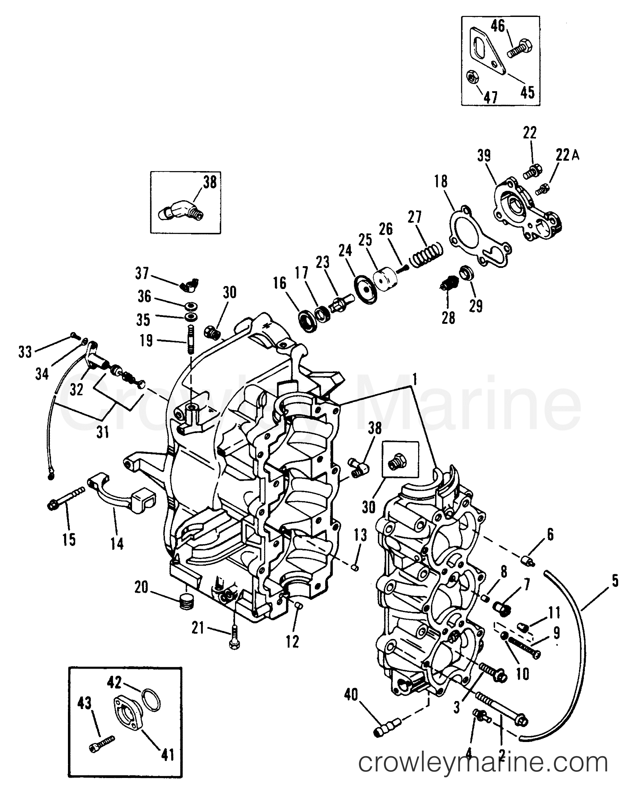 1994 Outboard 50 [EO] - 7050302CD - CYLINDER BLOCK AND CRANKCASE