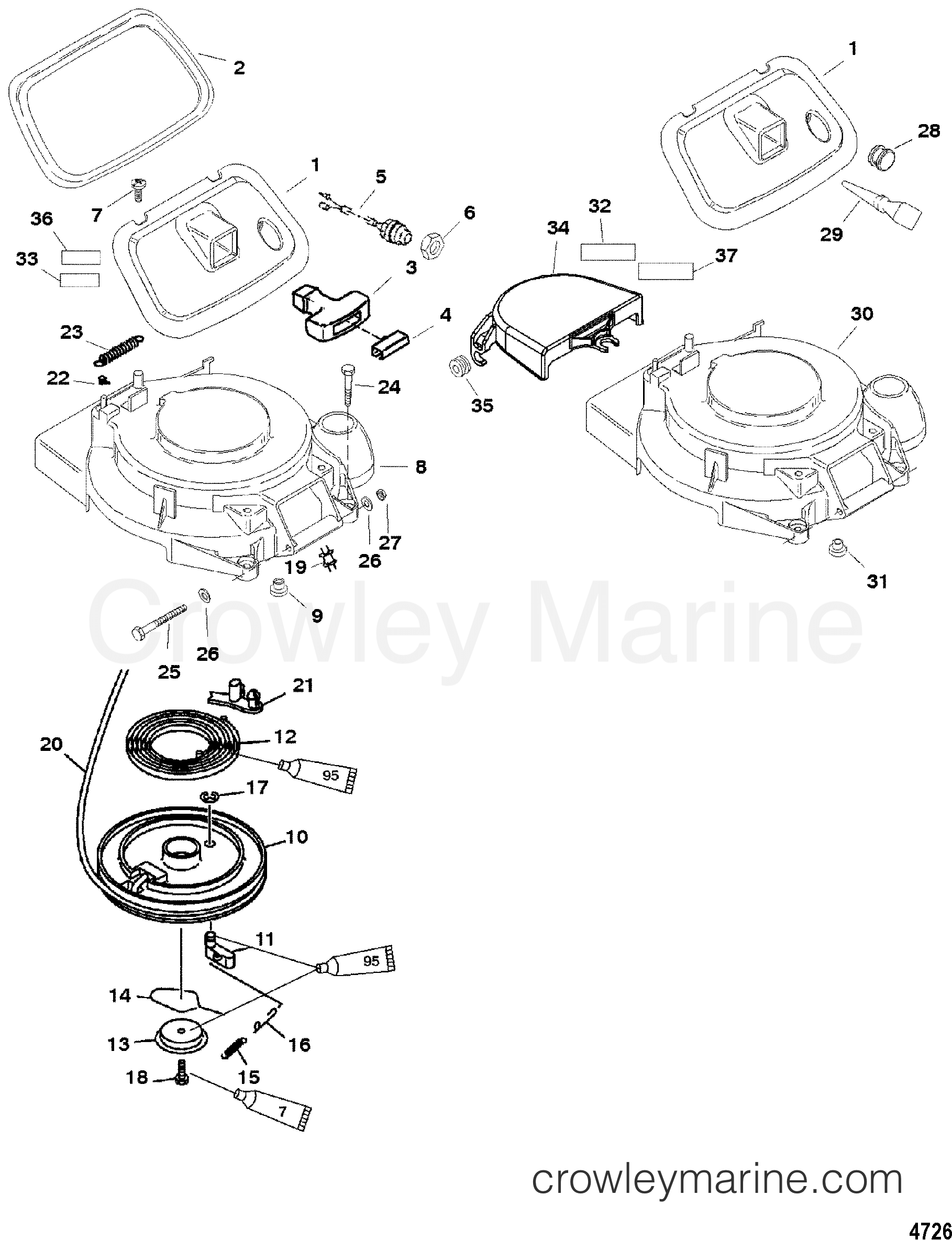 1999 Outboard 9.9 [ML 4] - 7F10213HD - STARTER ASSEMBLY